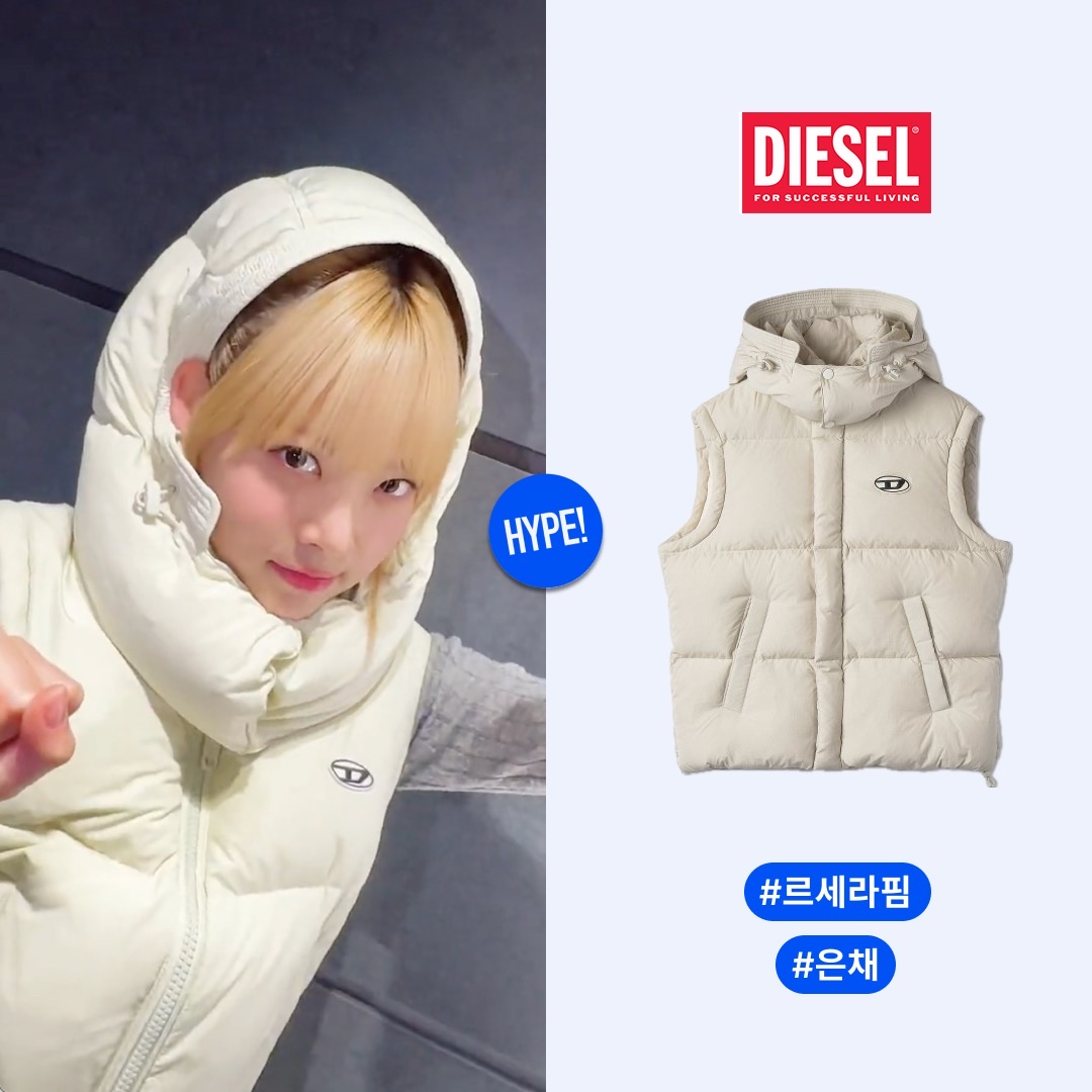 Diesel Nylon Puffer Vest Black, (W) Celine Cat Eye S193 Sunglasses in Acetate Black 착용 스타일 - 3