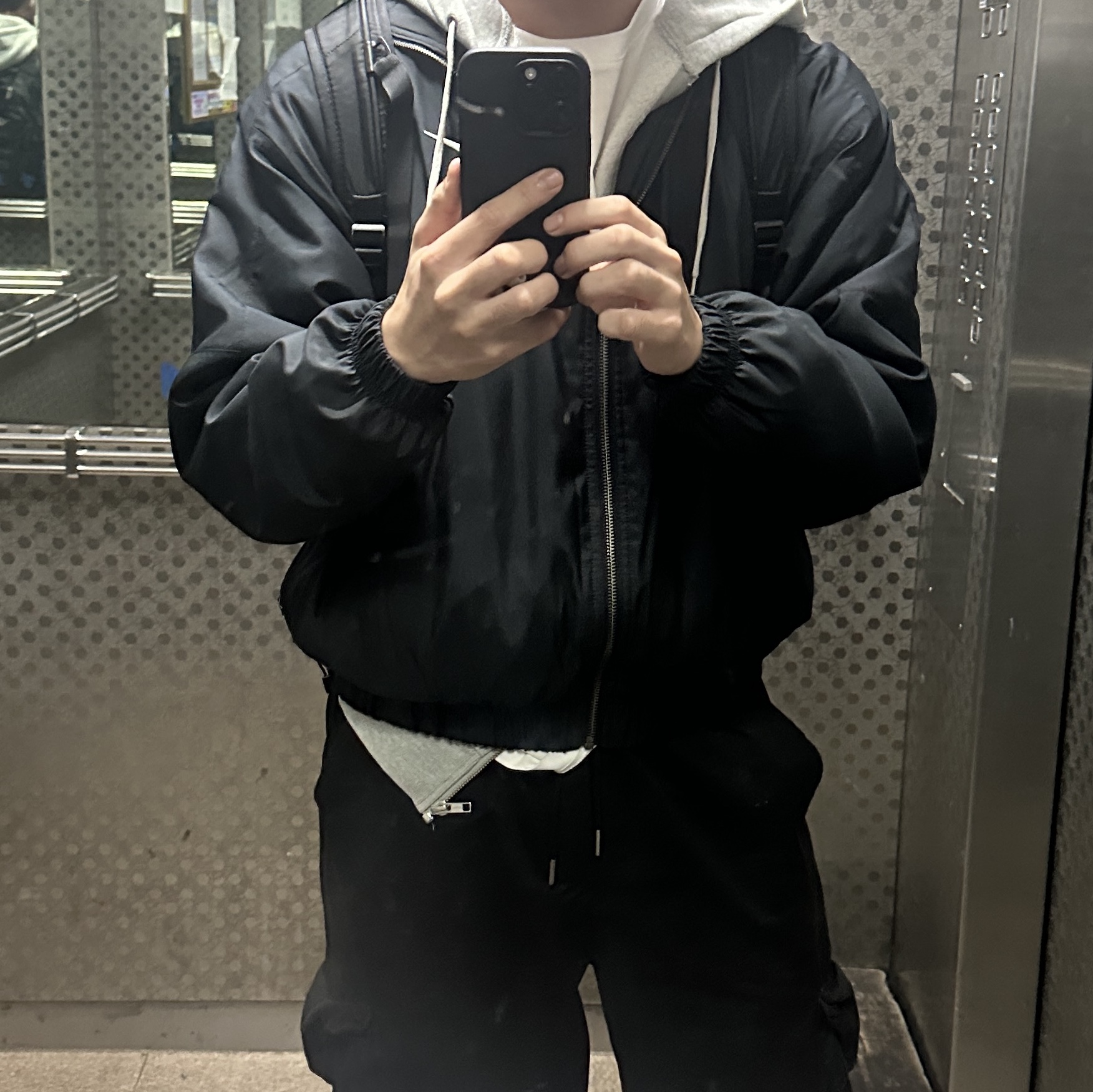 Nike NRG Solo Swoosh Satin Bomber Jacket Black - Asia 착용 스타일