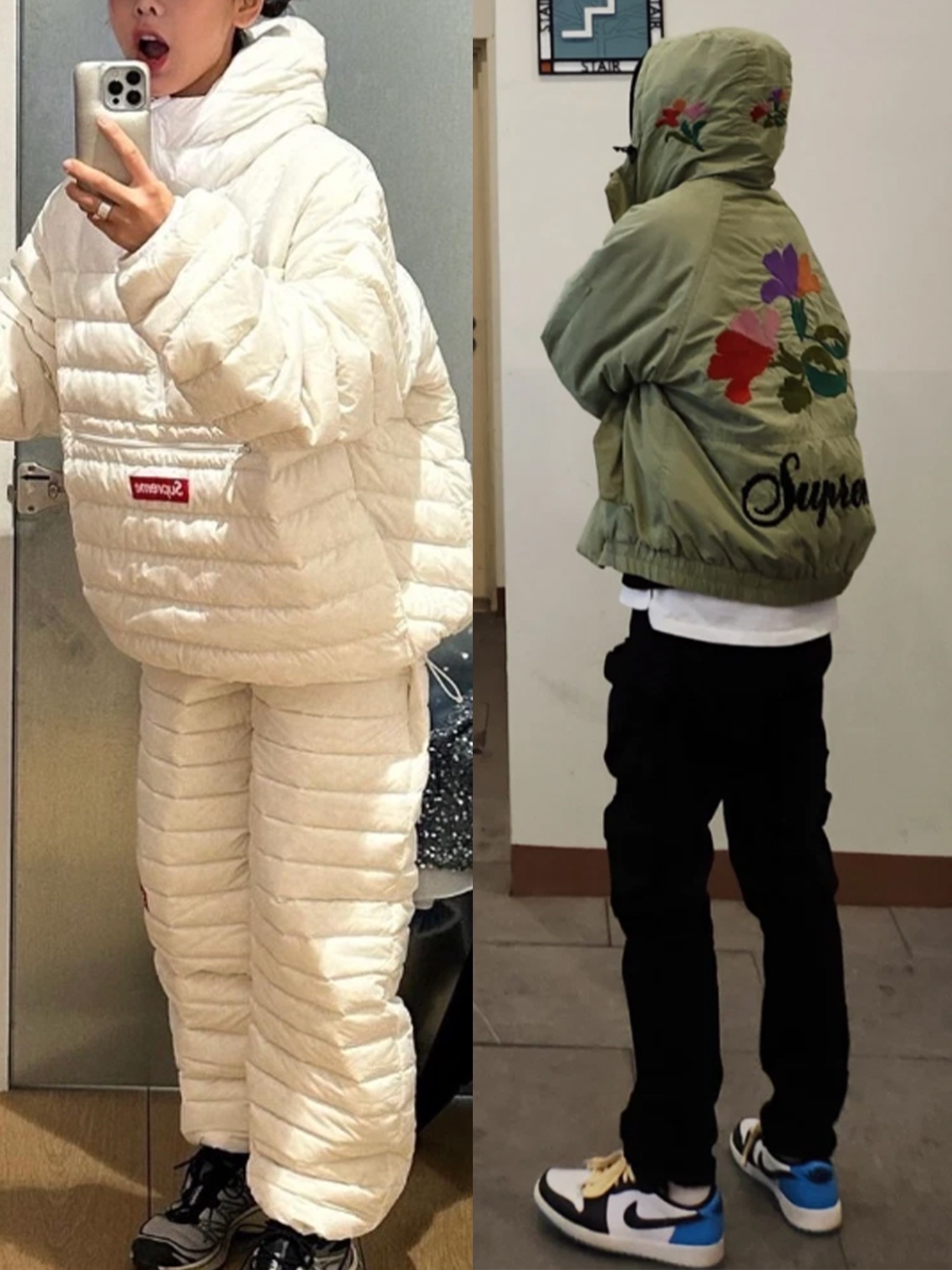Thisisneverthat x Grateful Dead Iconography Work Pants Off Black, Supreme Micro Down Half Zip Hooded Pullover Black - 22FW 착용 스타일 - 3