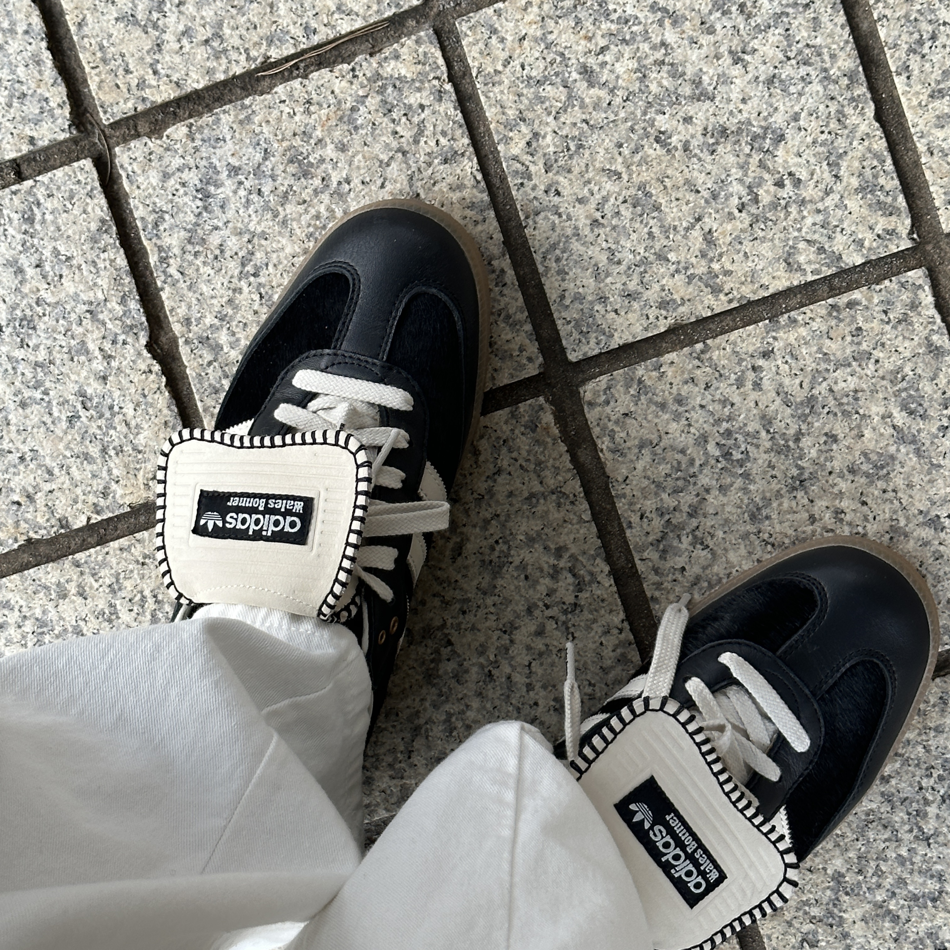 Adidas x Wales Bonner Pony Tonal Samba Core Black Cream White 착용 스타일