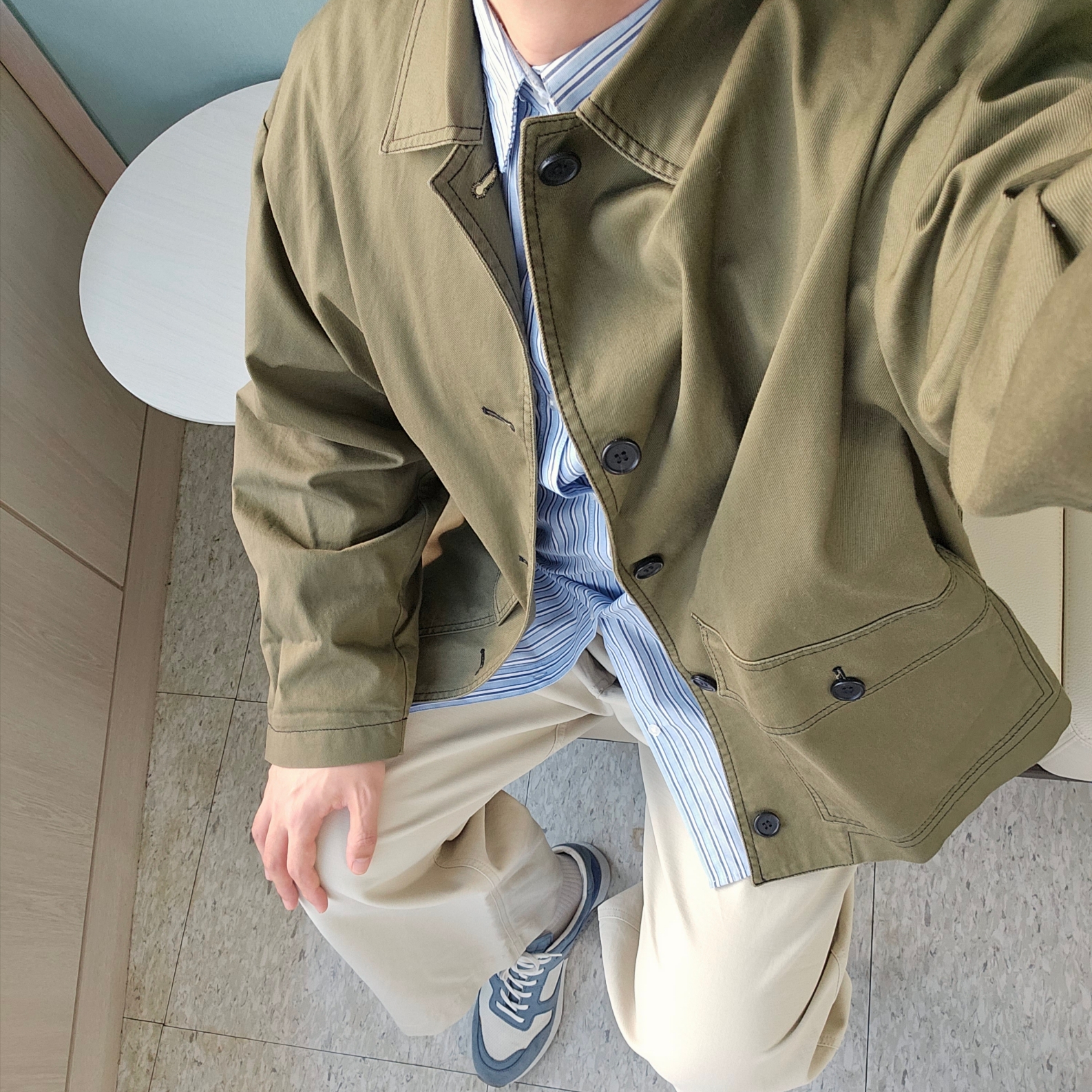 Uniqlo x Marni Oversized Utility Jacket Olive 착용 스타일 - 4