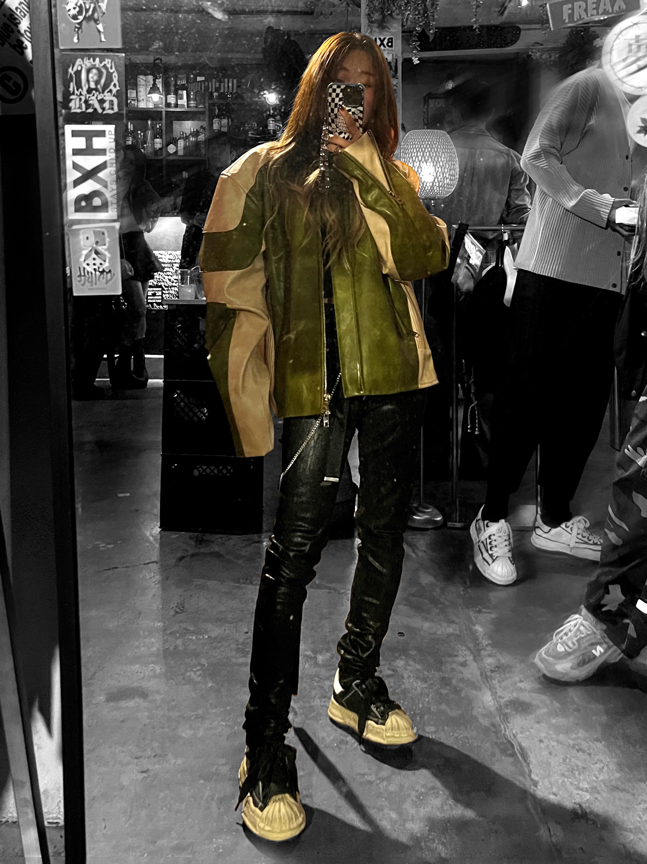 Maison Mihara Yasuhiro Blakey OG Sole Distressed Canvas Low-top Sneakers Black, Celine Medium Double Ring Belt in Jacquard Textile and Calfskin Black 착용 스타일