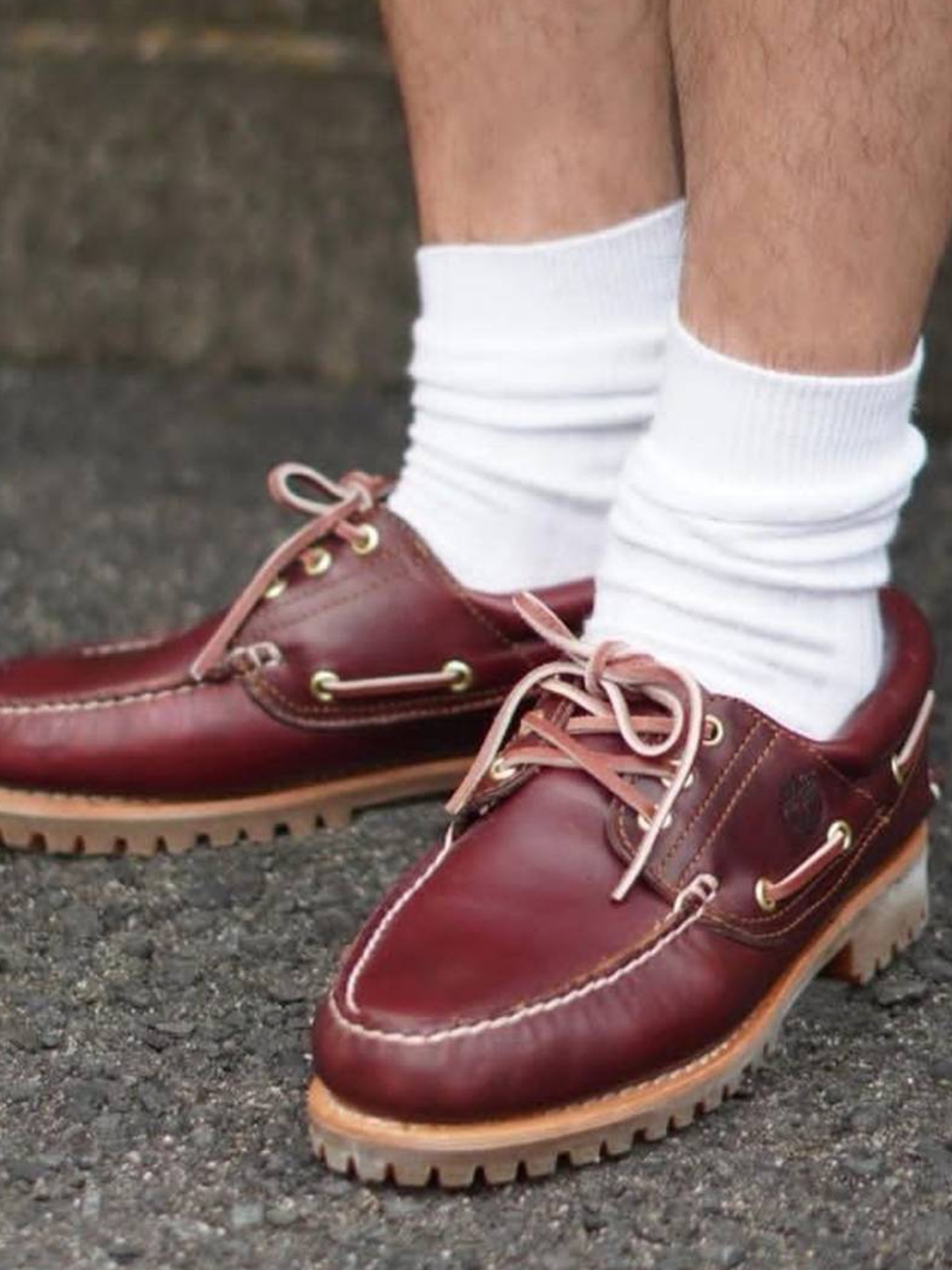 Timberland x Aime Leon Dore 3-Eye Lug Medium Brown - Medium, Timberland x Aime Leon Dore Boat Shoes Green - Medium 착용 스타일 - 4