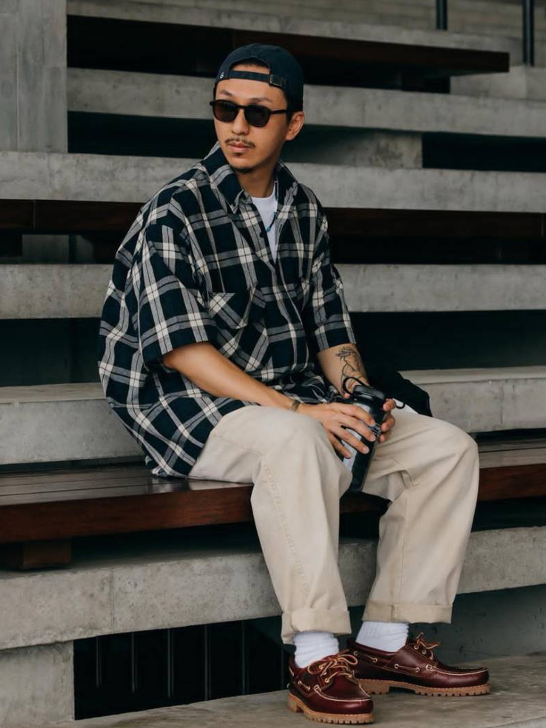 Timberland x Aime Leon Dore 3-Eye Lug Medium Brown - Medium, Timberland x Aime Leon Dore Boat Shoes Green - Medium 착용 스타일 - 7