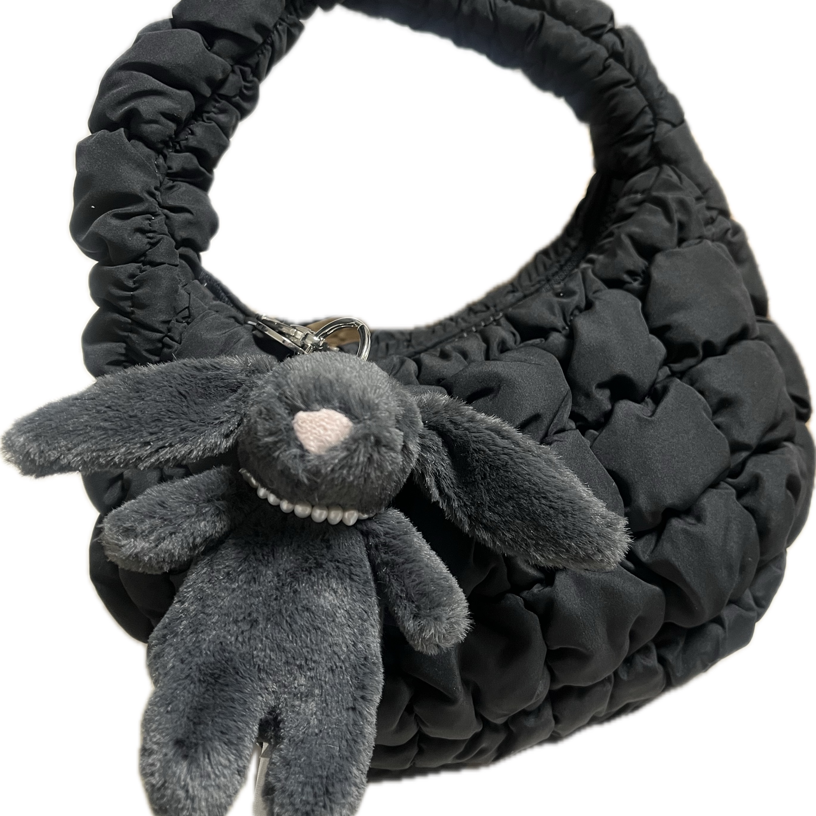 Jellycat Bashful Bunny Bag Charm Ink 착용 스타일