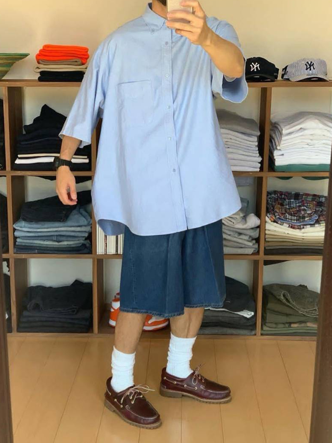 Timberland x Aime Leon Dore 3-Eye Lug Medium Brown - Medium, Timberland x Aime Leon Dore Boat Shoes Green - Medium 착용 스타일 - 5