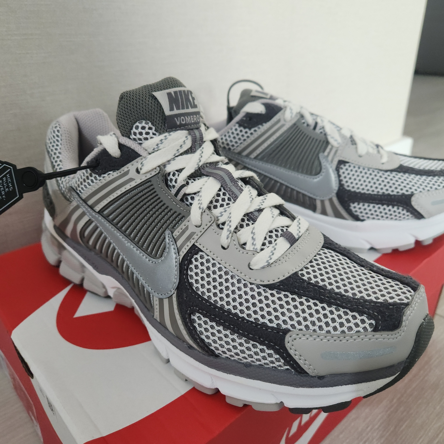 Nike Zoom Vomero 5 PRM Light Iron Ore and Flat Fewter 착용 스타일