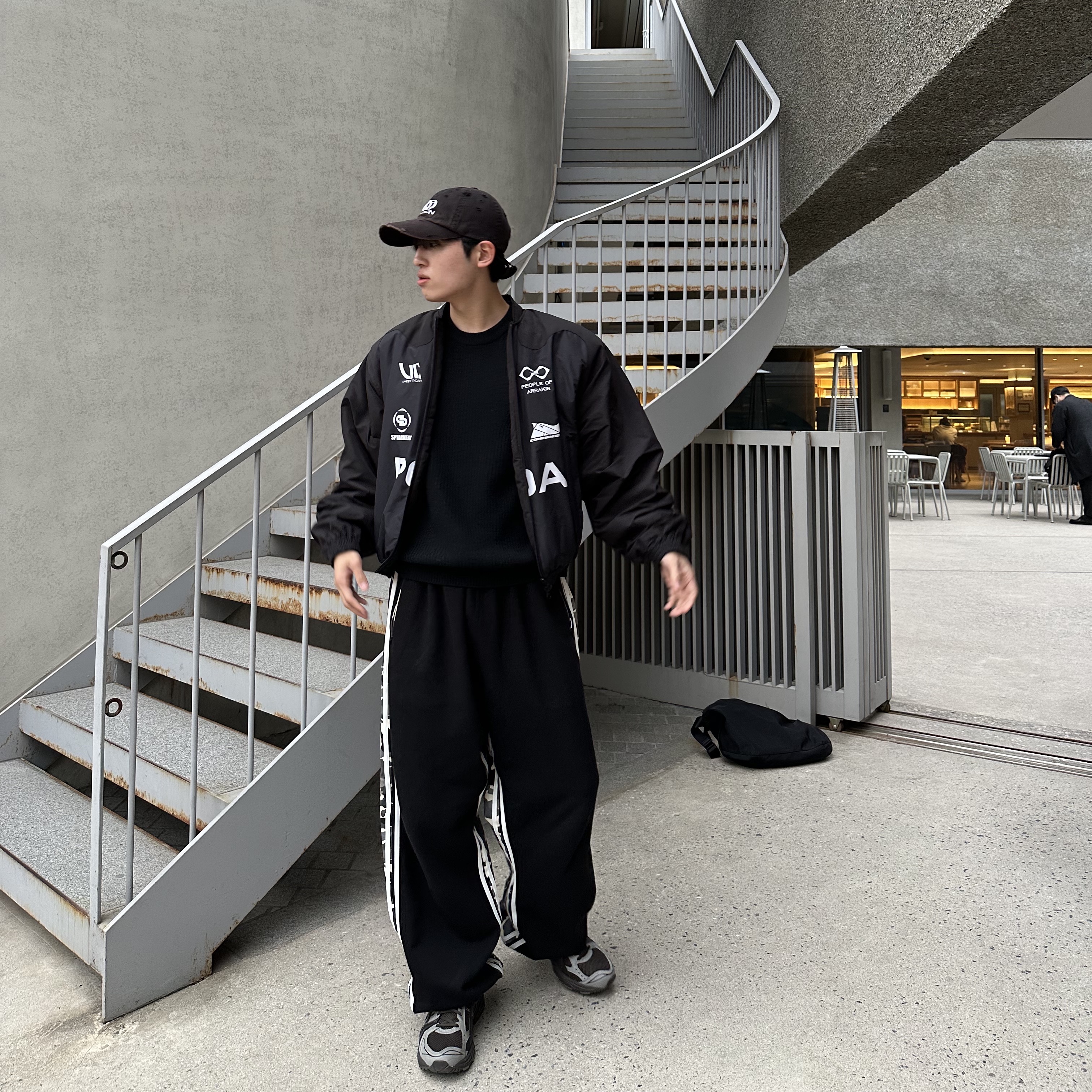 Asics x Atmos x Undermycar Gel-Kayano 14 Pepper Black, Undermycar Acer Padded Shoulder Crop Blouson Ebony - 23FW 착용 스타일 - 1