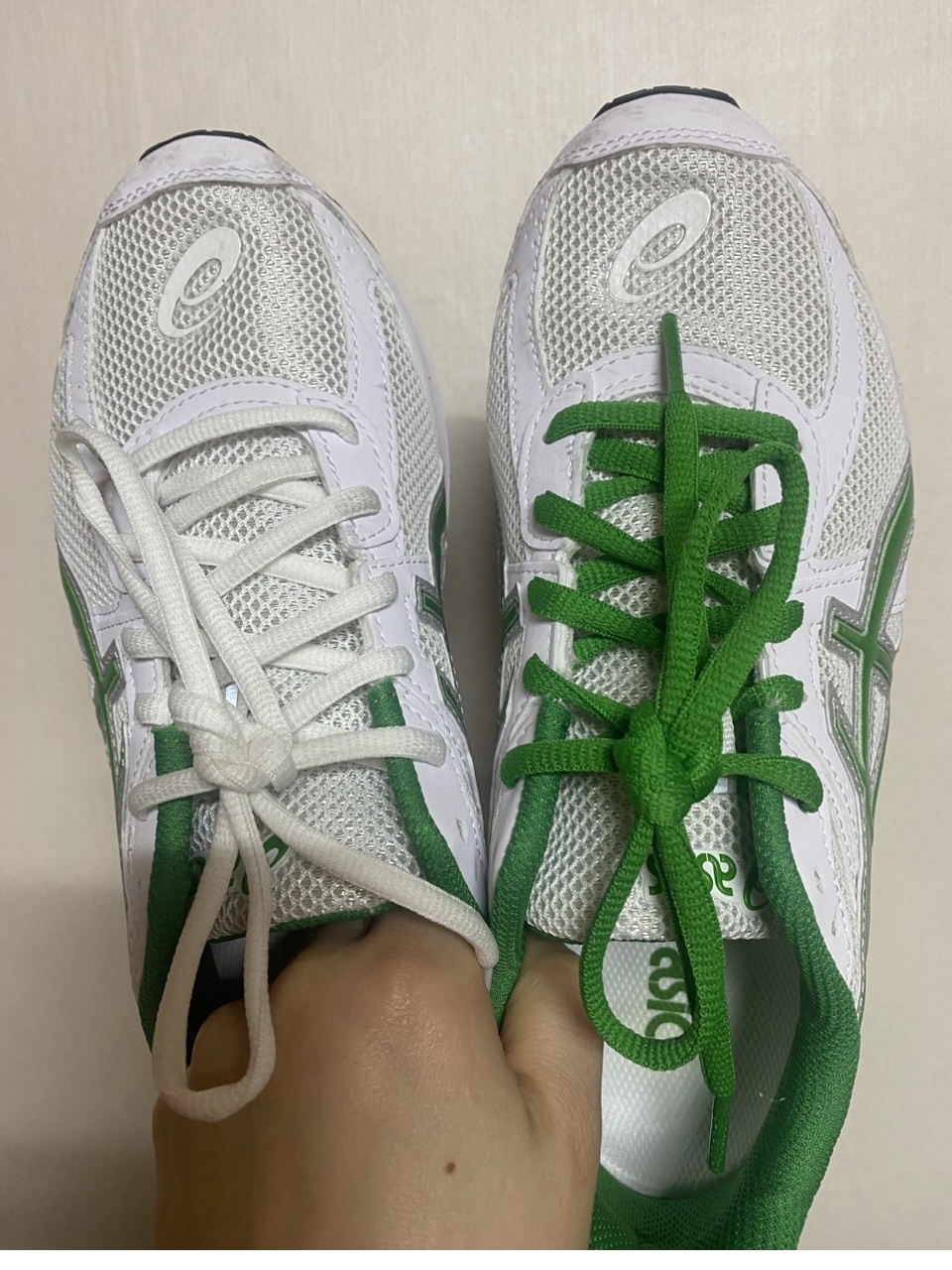 Asics Jog 100 S White Green - 2E Wide 착용 스타일
