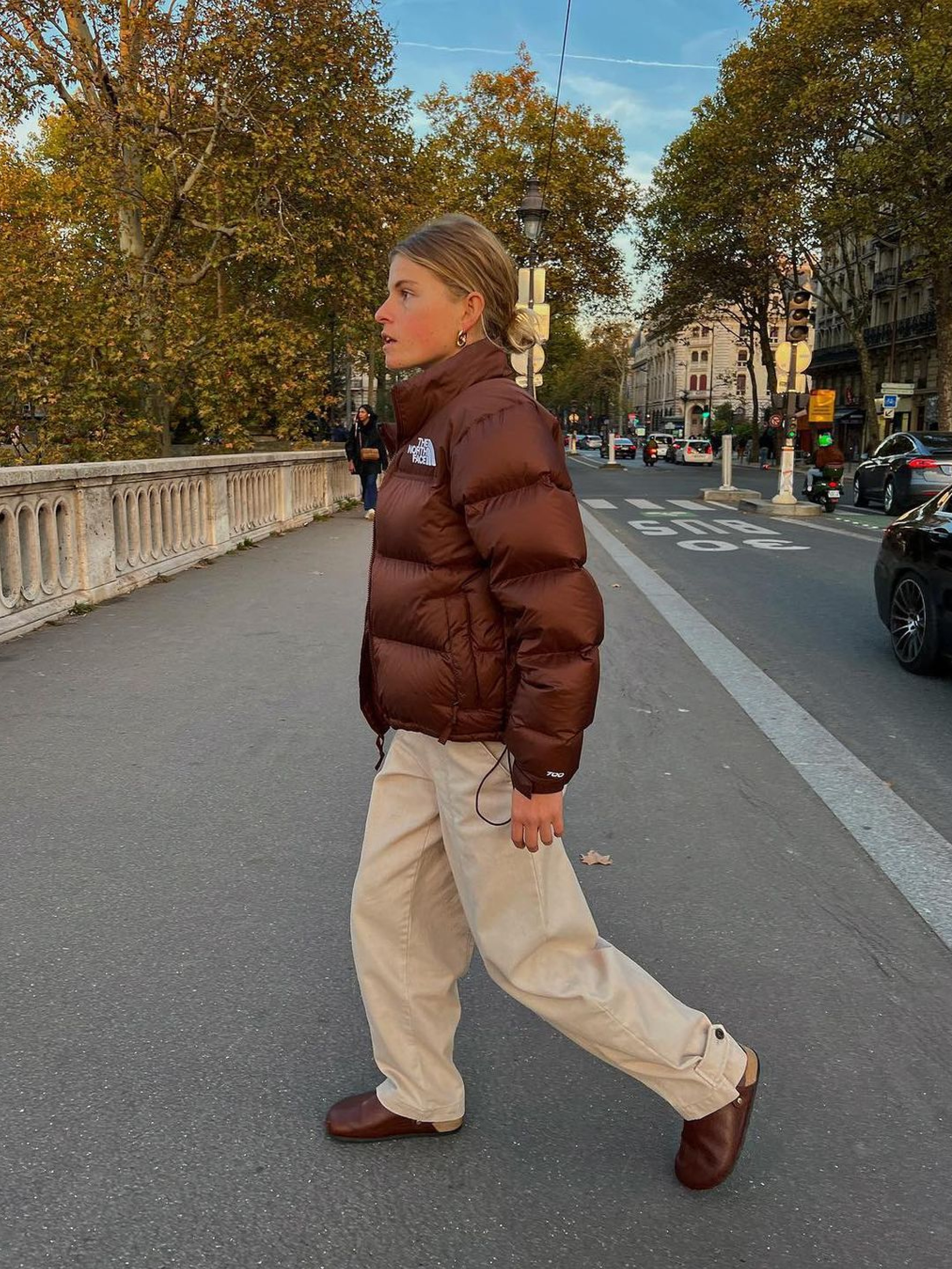 (W) The North Face White Label Novelty Nuptse Down Jacket Cocoa Brown, (W) The North Face White Label Novelty Nuptse Down Jacket Cocoa Brown 착용 스타일 - 3
