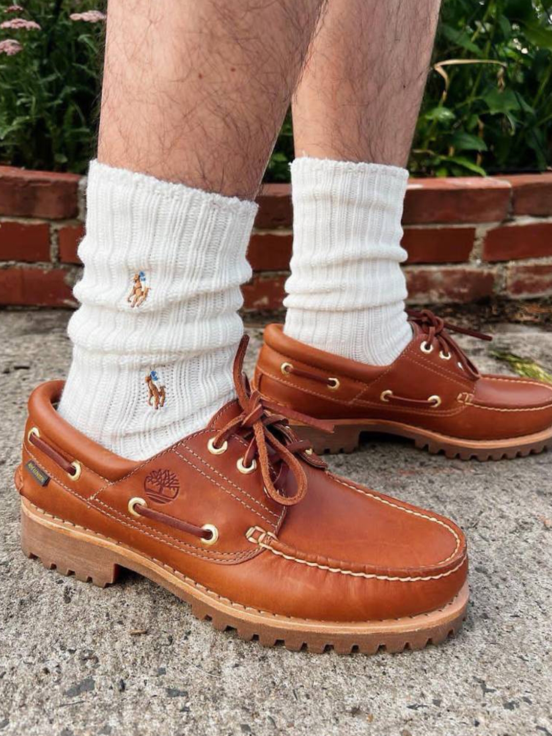 Timberland x Aime Leon Dore 3-Eye Lug Medium Brown - Medium, Timberland x Aime Leon Dore Boat Shoes Green - Medium 착용 스타일 - 2