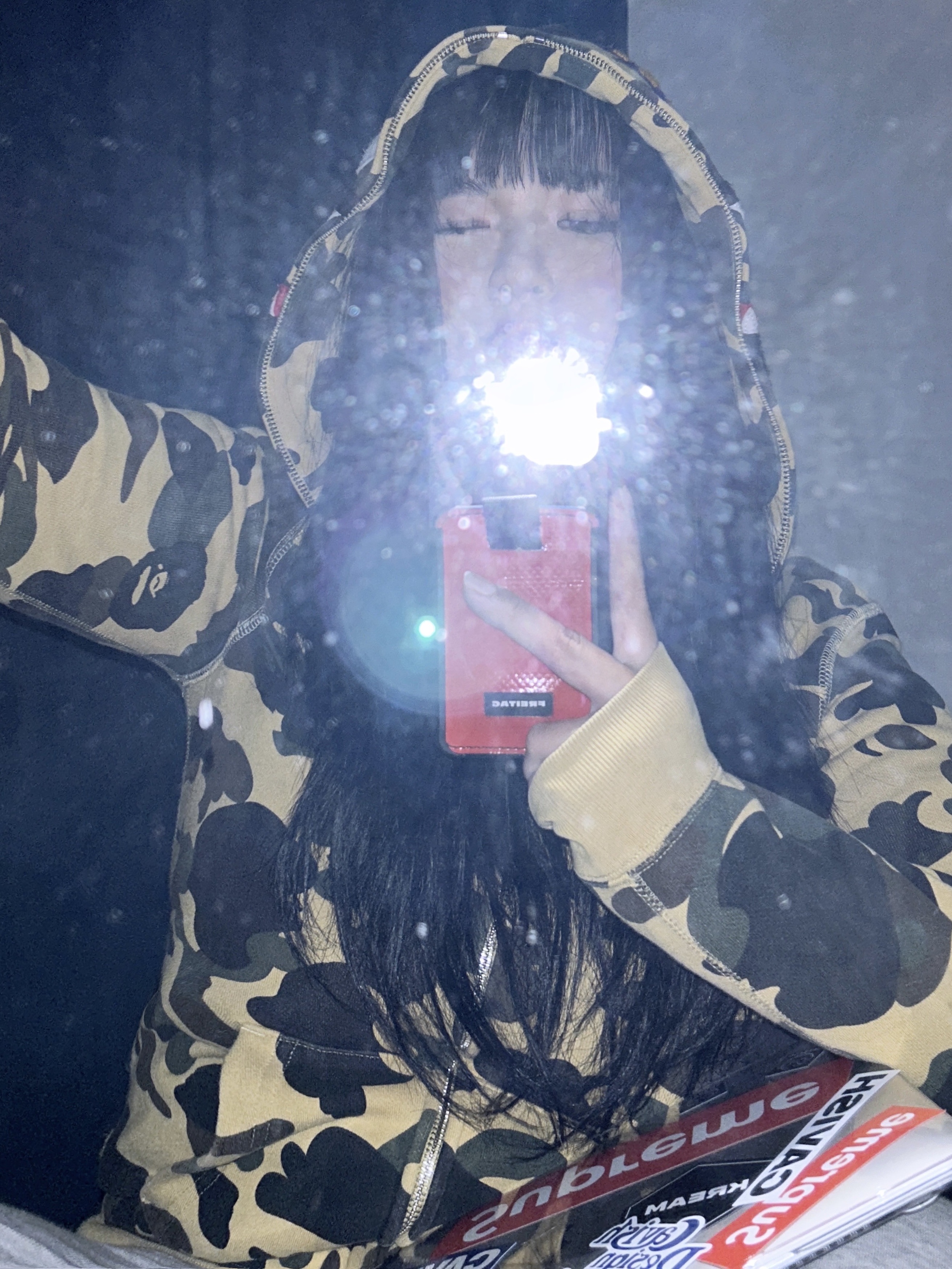 BAPE 1st Camo Shark Full Zip Hoodie Yellow ์ฐฉ์ฉ ์คํ์ผ - 4