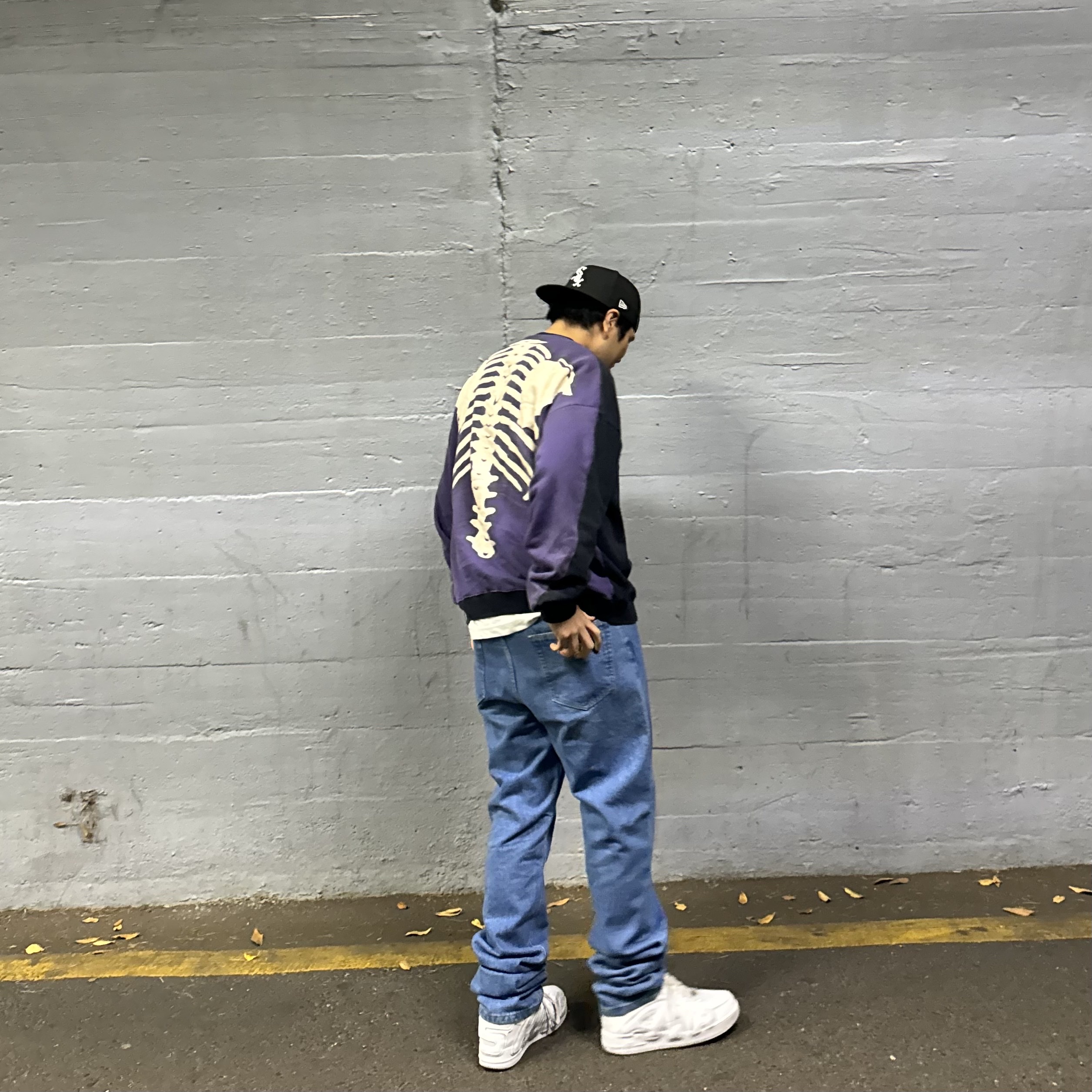 Kapital 2 Tone Big Fleece Sweatshirt Black Purple, Nike x Cactus Plant Flea Market Air Force 1 Low Premium White 착용 스타일 - 2
