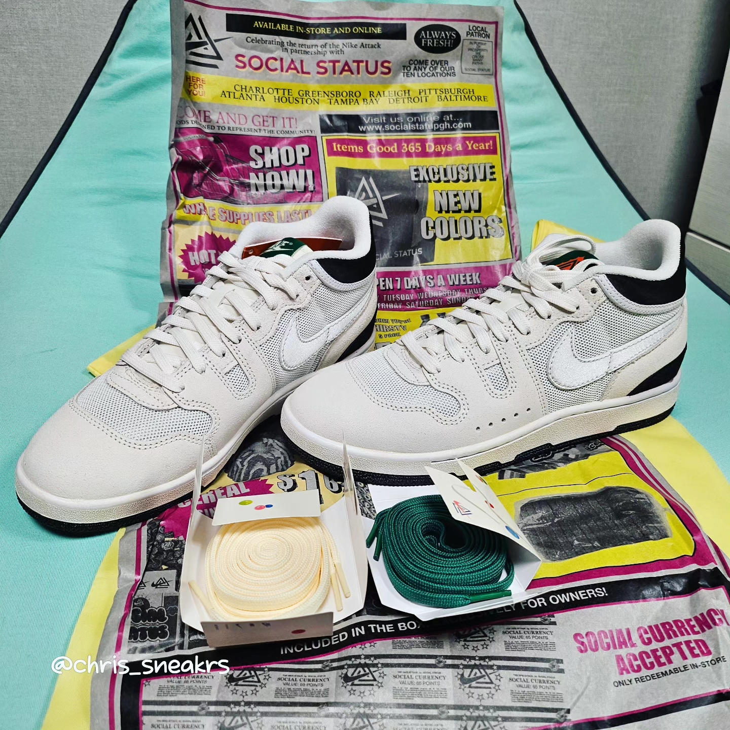 Nike x Social Status Mac Attack SP Summit White Pine Green 착용 스타일 - 1