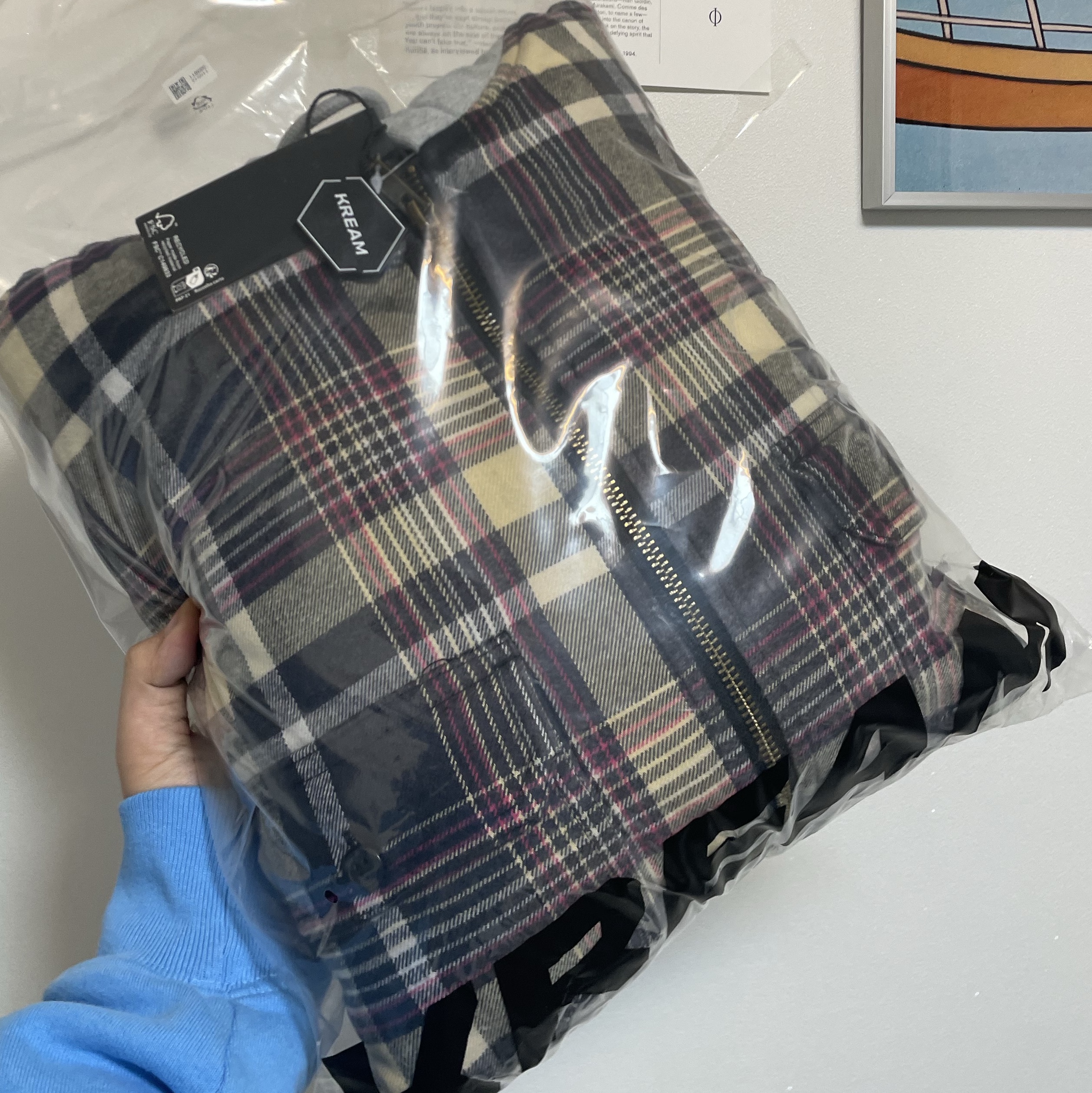 Supreme x Dickies Plaid Hooded Zip Up Shirt Black - 23FW 착용 스타일