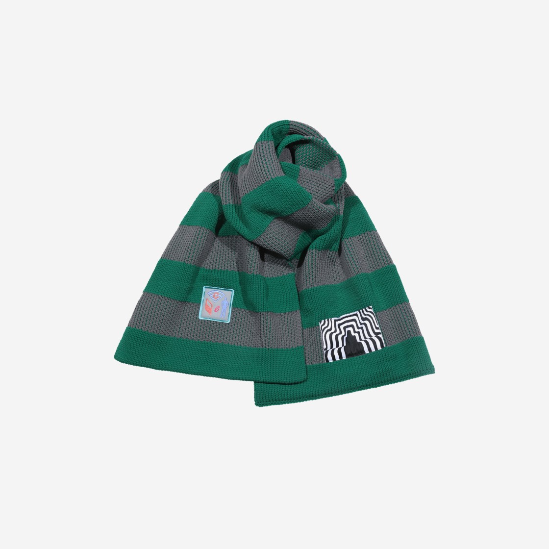 Cav Empt Poly Knit Stripe Scarf Grey Green - 23FW 상세 이미지 1