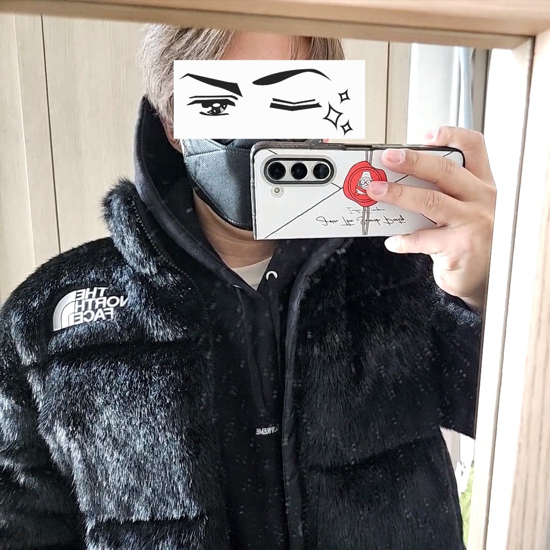 Supreme x The North Face Faux Fur Nuptse Jacket Black - 20FW, Supreme Micro Logo Hooded Sweatshirt Black - 19FW 착용 스타일