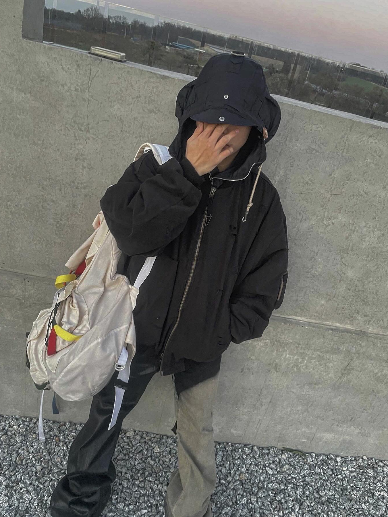 Undermycar Dtrange Dead Starange Destroyed Bomber Obsidian - 23SS 착용 스타일 - 3