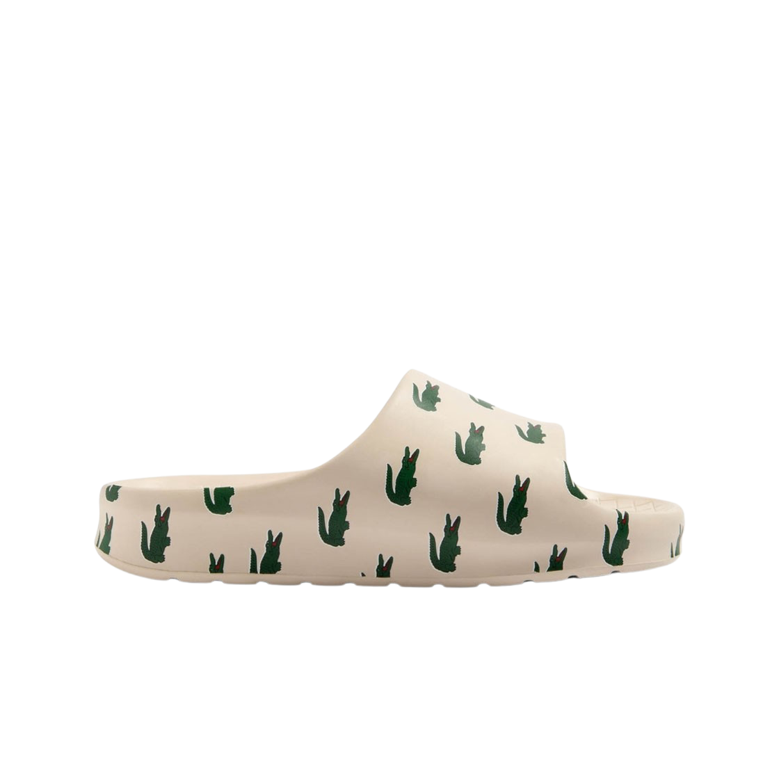 라코스테 서브 2.0 컬러 팝 슬라이드 오프 화이트 다크 그린(Lacoste Serve 2.0 Colour Pop Slides Off White Dark Green)