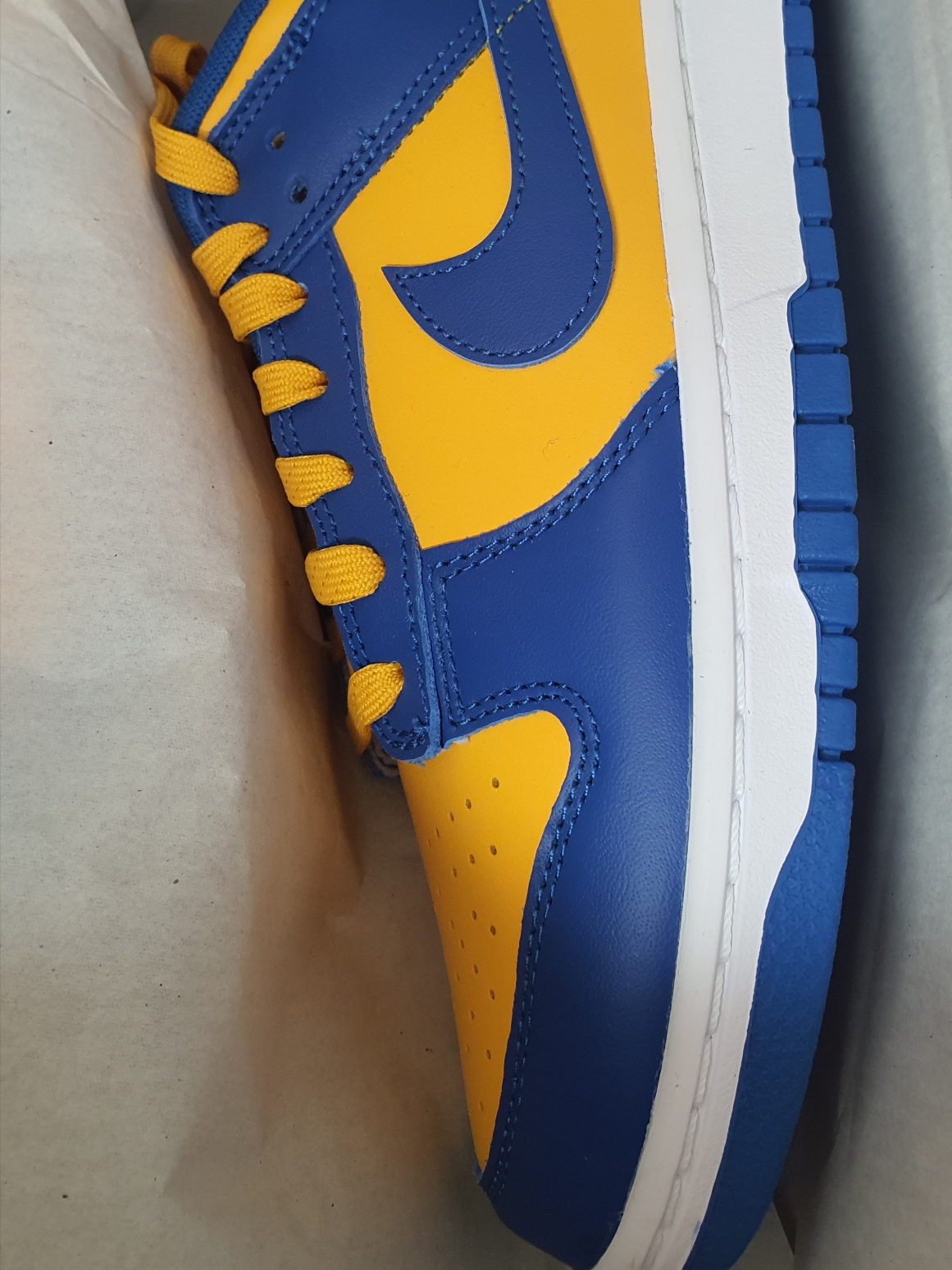 Nike Dunk Low Retro Blue Jay and University Gold 착용 스타일 - 1