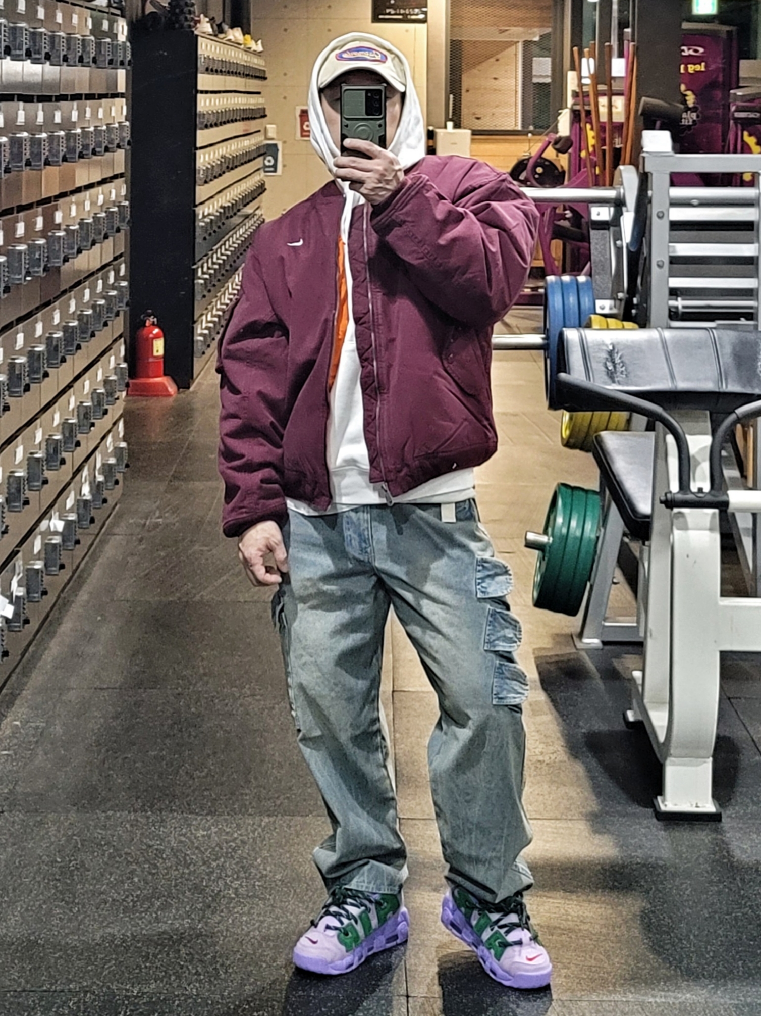 Nike Life Woven Flight Jacket Night Maroon - Asia, True Religion Bullet Pocket Denim Pants Light Indigo 착용 스타일