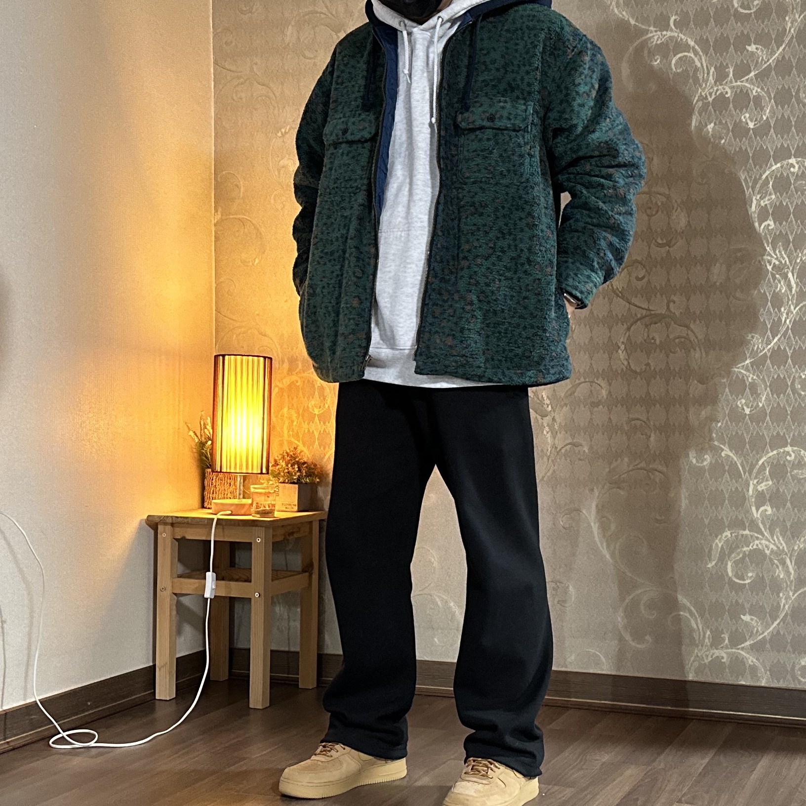 Supreme Fleece Zip Up Hooded Shirt Teal Leopard - 23FW 착용 스타일 - 3