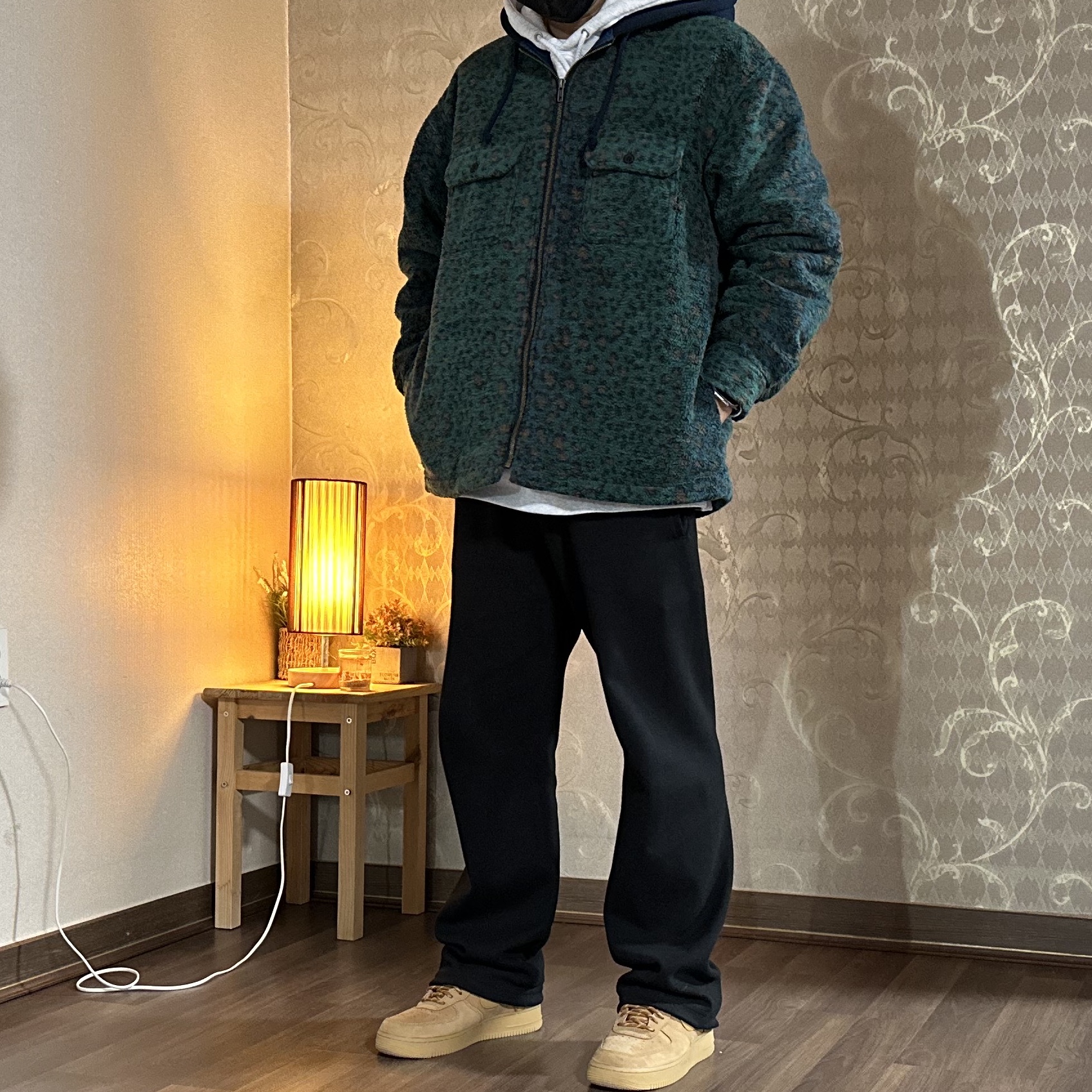 Supreme Fleece Zip Up Hooded Shirt Teal Leopard - 23FW 착용 스타일 - 4