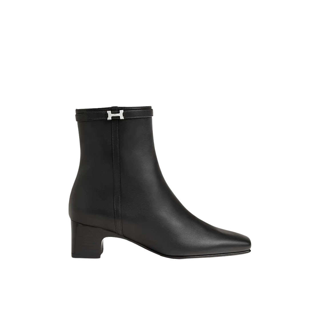 H232081Z (W) Hermes Hommage Ankle Boots Calfskin & Palladium Noir