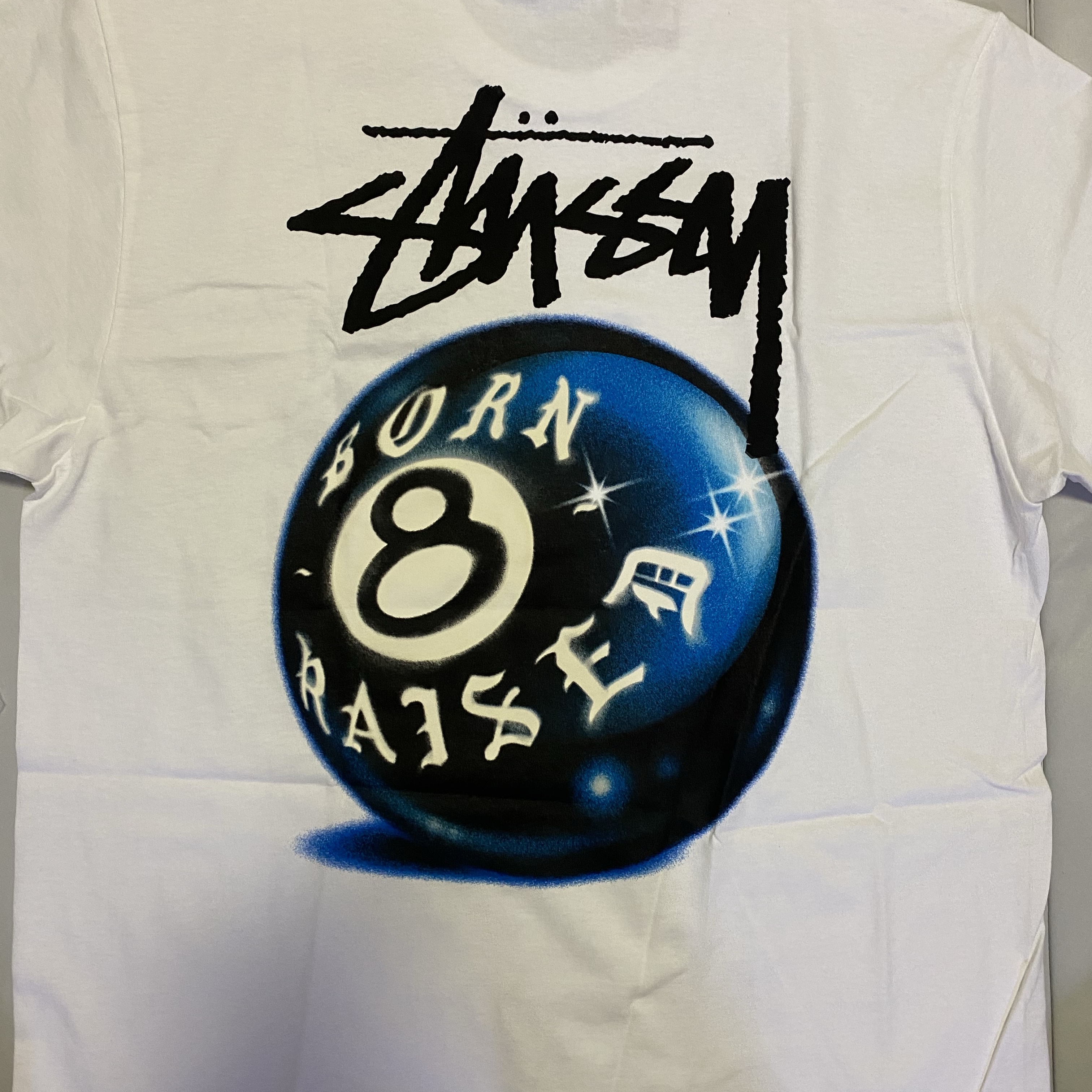 Stussy x Born X Raised 8 Ball T-Shirt White 착용 스타일