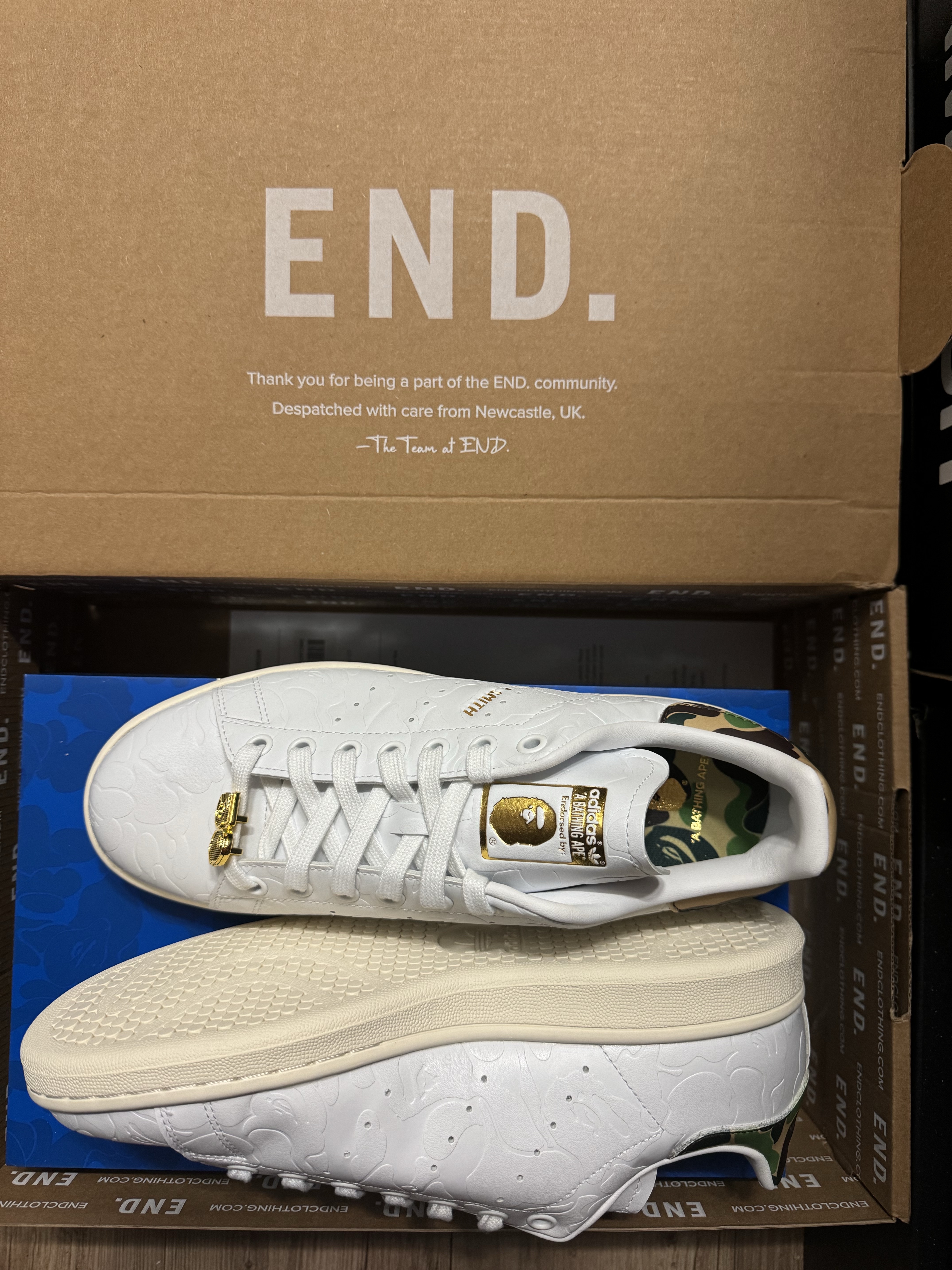 Adidas x BAPE Stan Smith Cloud White Off White 착용 스타일 - 2