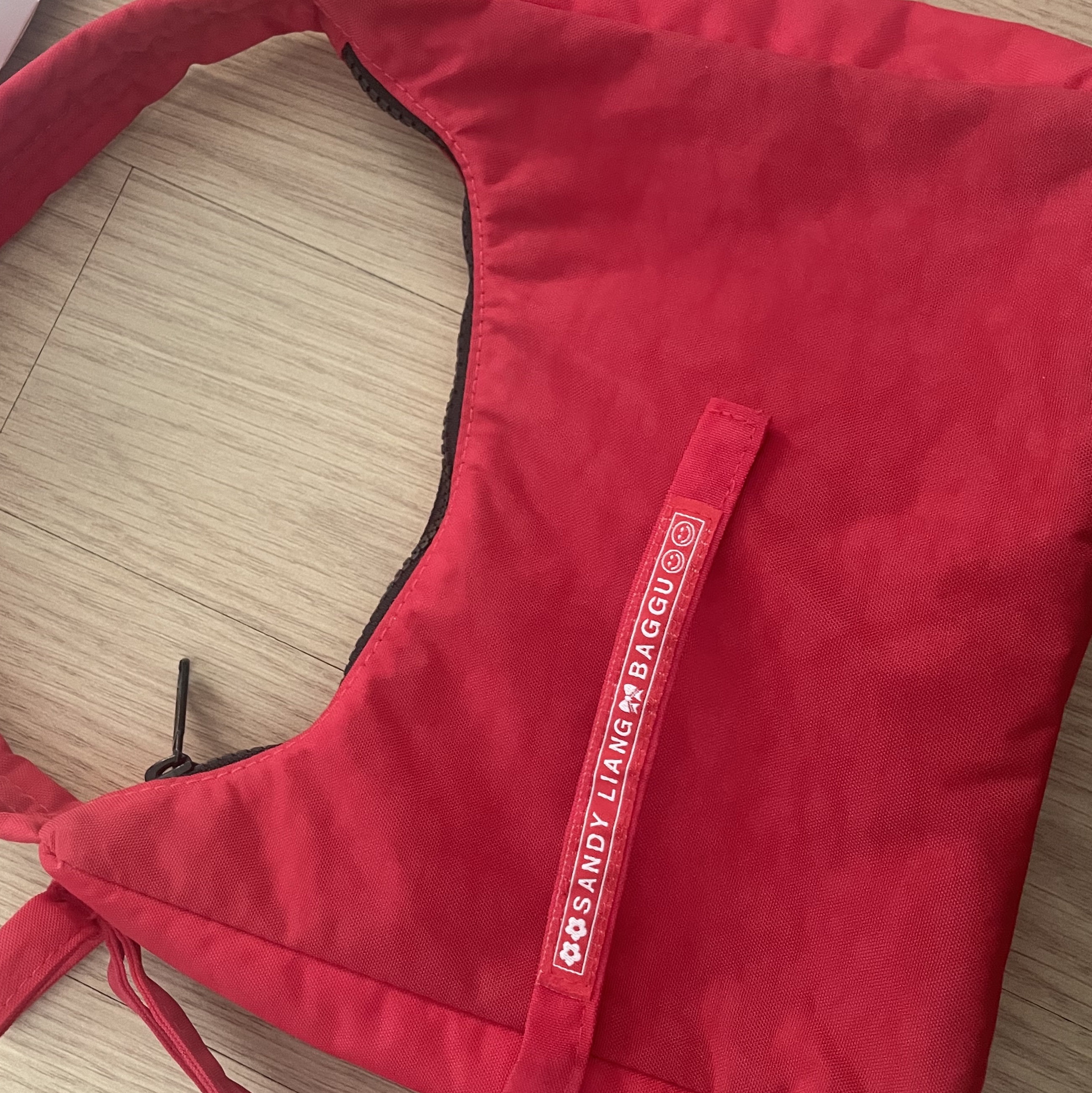 Sandy Liang x Baggu Bow Mini Bag Candy Apple 착용 스타일