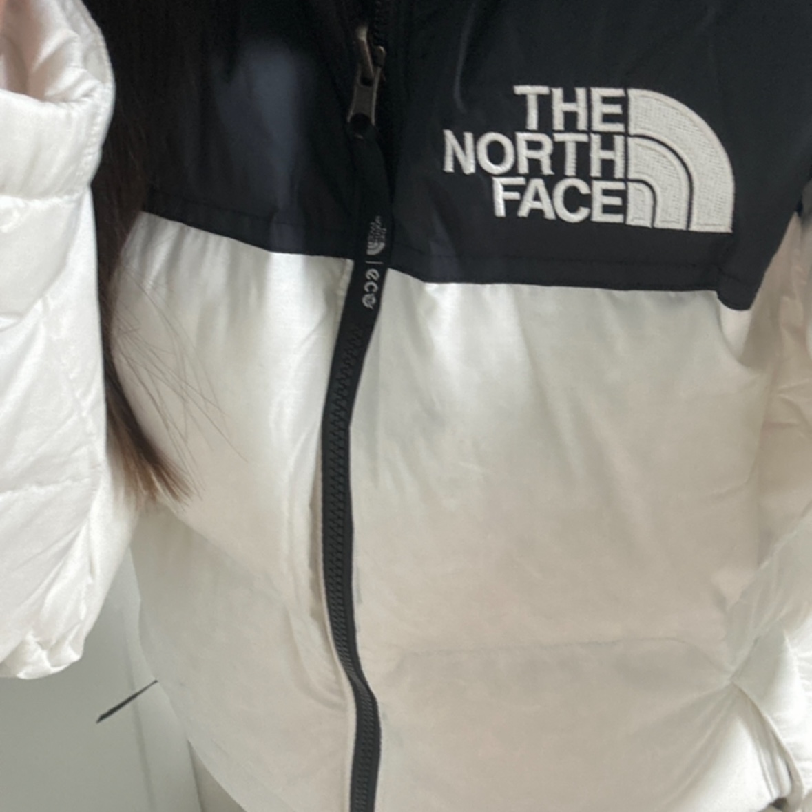 The North Face 1996 Eco Nuptse Jacket White 착용 스타일 - 2
