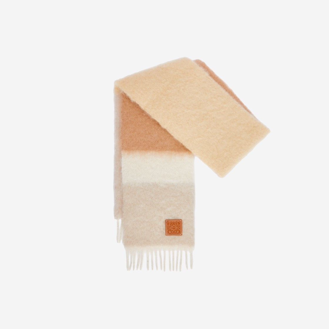 (W) Loewe Scarf in Mohair and Wool Light Beige Multicolor 상세 이미지 1