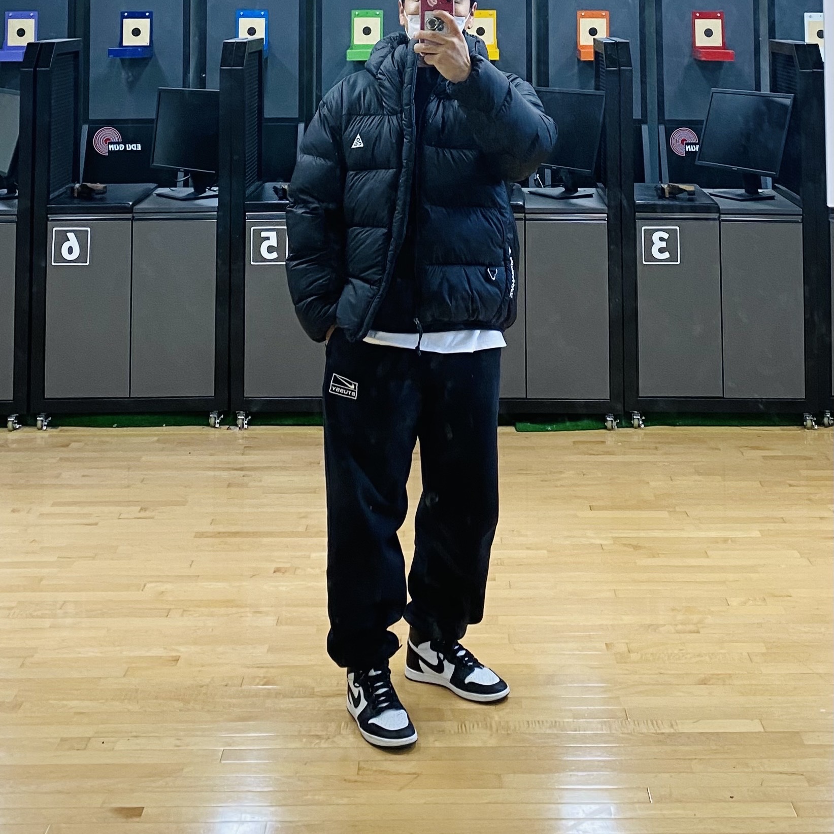 Nike ACG Therma-Fit ADV Lunar Lake Puffer Jacket Black - Asia, Nike x Stussy NRG Washed Fleece Crewneck Black (DO5310-010) 착용 스타일