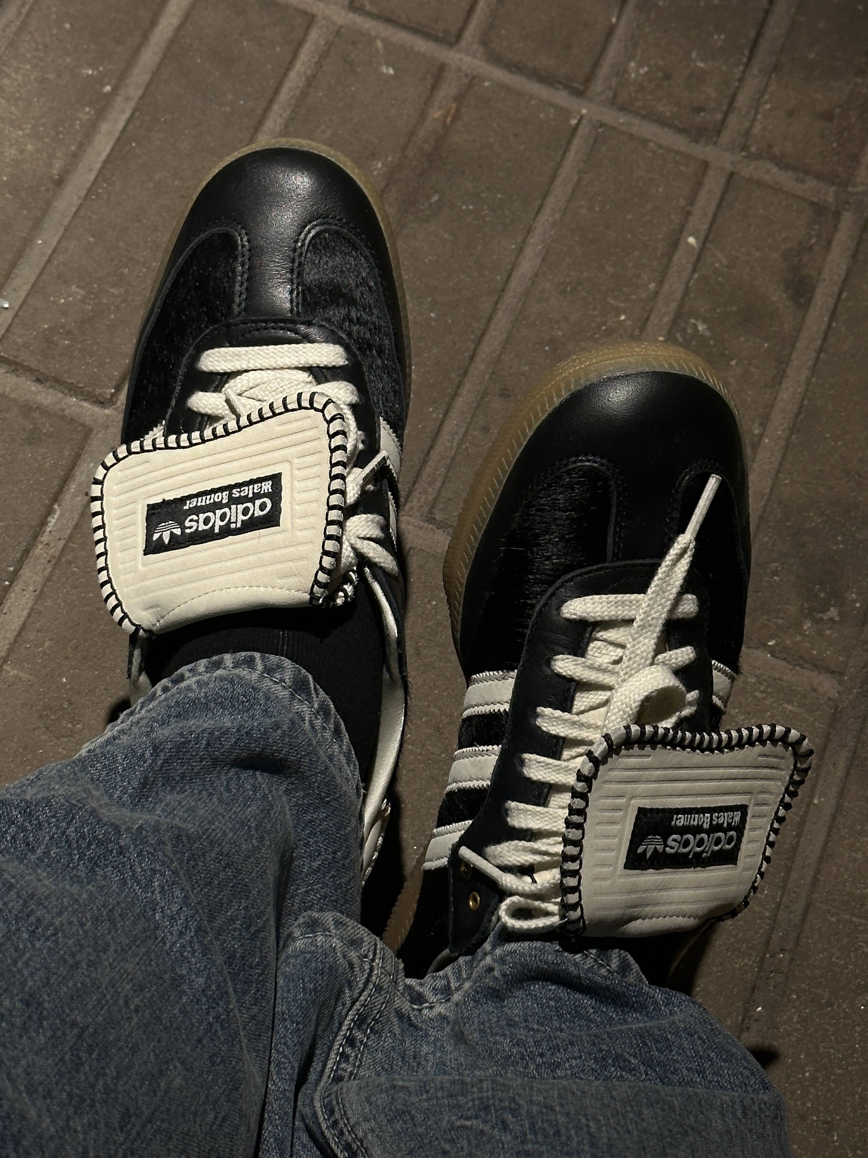 Adidas x Wales Bonner Pony Tonal Samba Core Black Cream White 착용 스타일