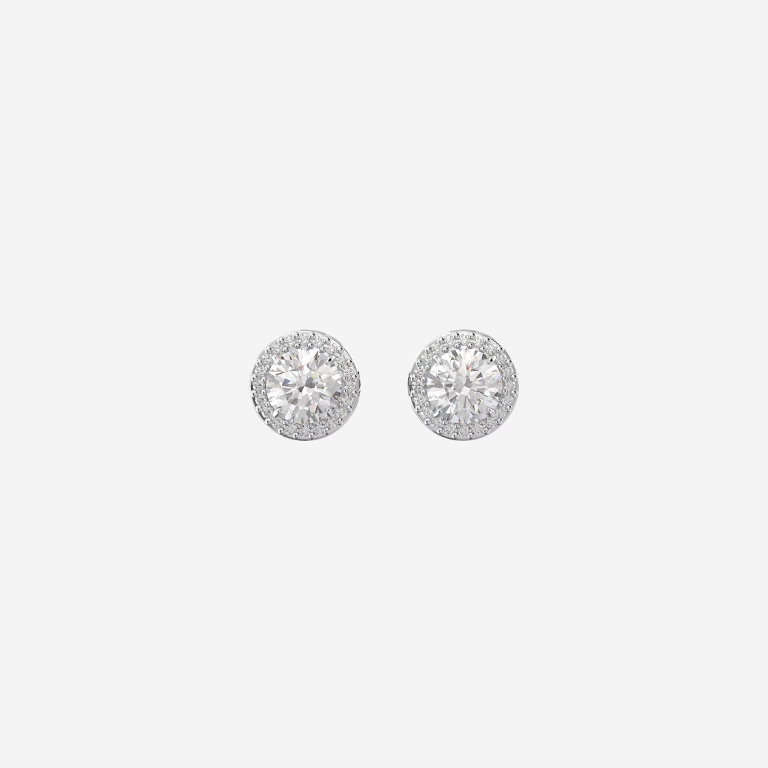 (W) Swarovski Constella Stud Pave Earrings White Rhodium Plated 상세 이미지 1