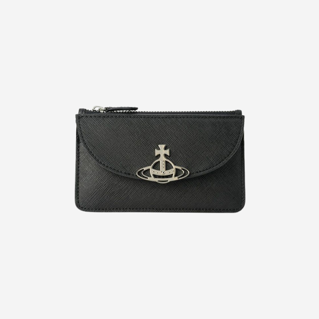 Vivienne Westwood Saffiano Half Moon Card Holder Black 상세 이미지 1