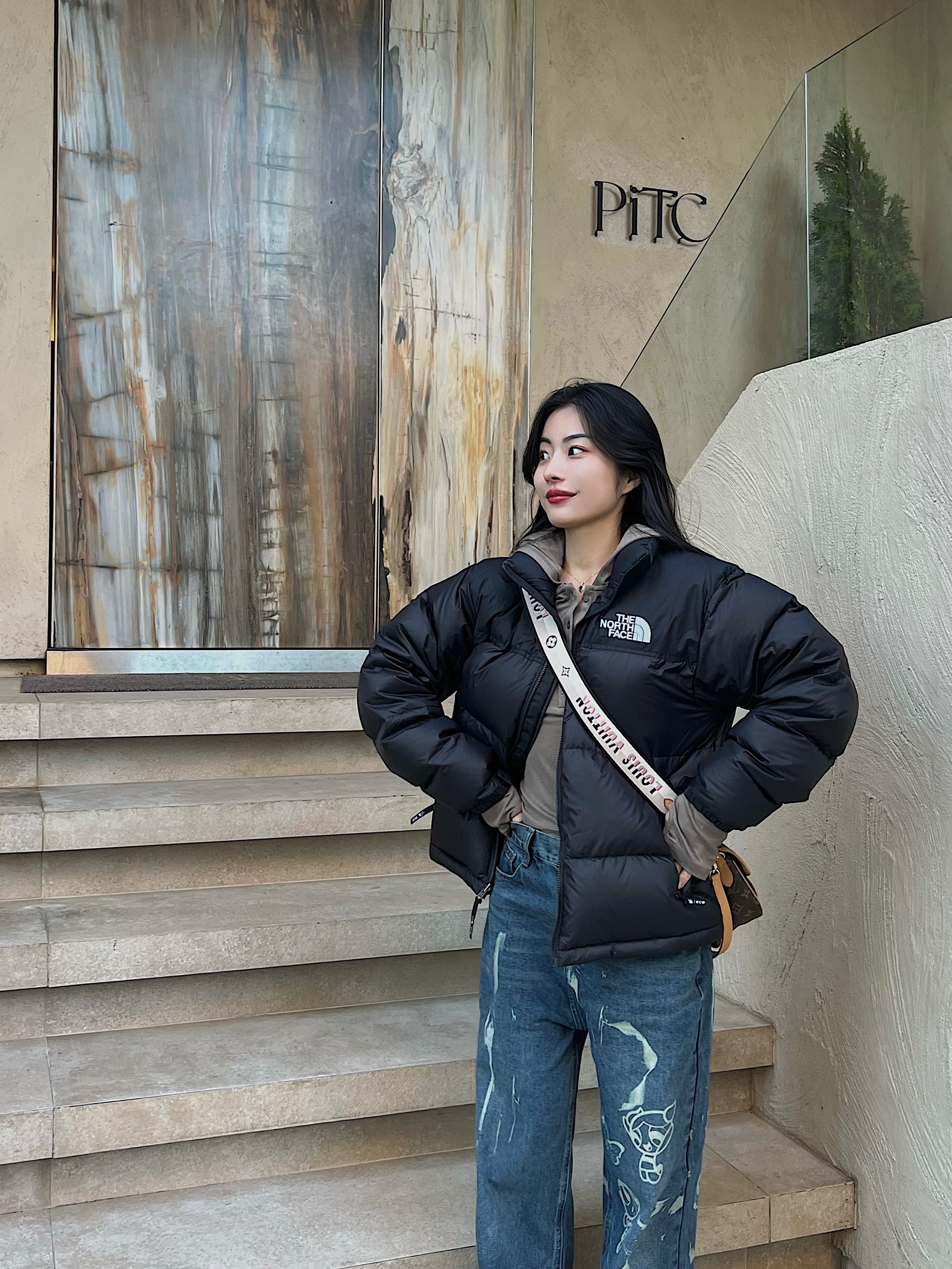 The North Face 1996 Retro Nuptse Jacket Black 착용 스타일