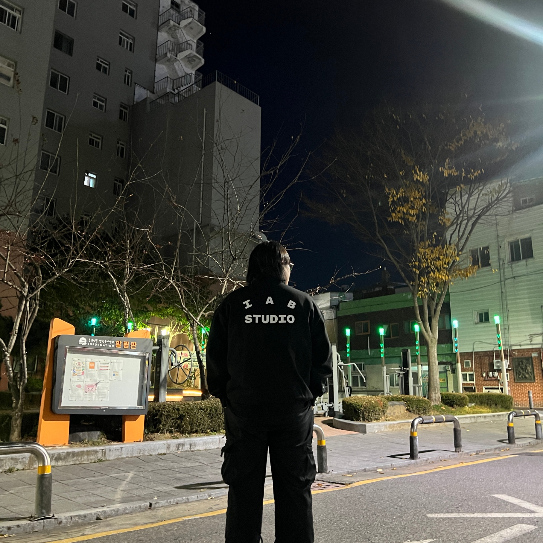 IAB Studio Half Zip-Up Black White, Stussy Diced Out T-Shirt Black 착용 스타일 - 2