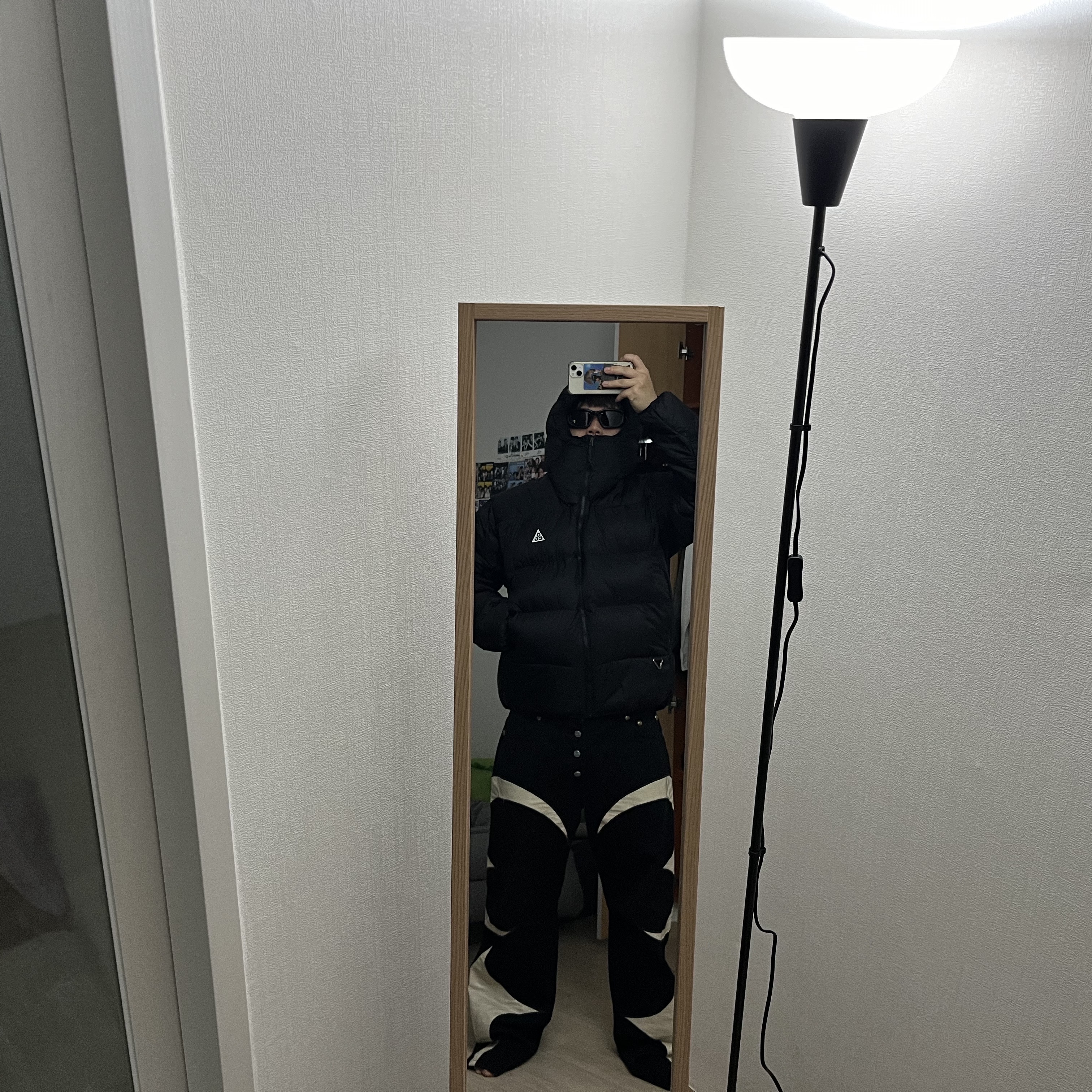 Nike ACG Therma-Fit ADV Lunar Lake Puffer Jacket Black - Asia, Thug Club Leather Denim Pants Black 착용 스타일