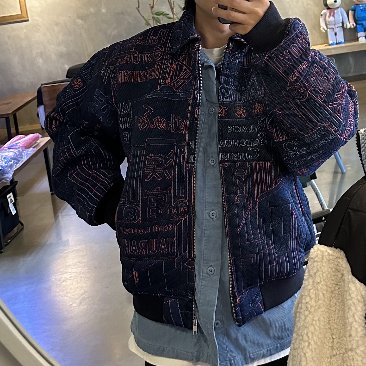 Palace Downtown Jacket Blue - 23SS 착용 스타일