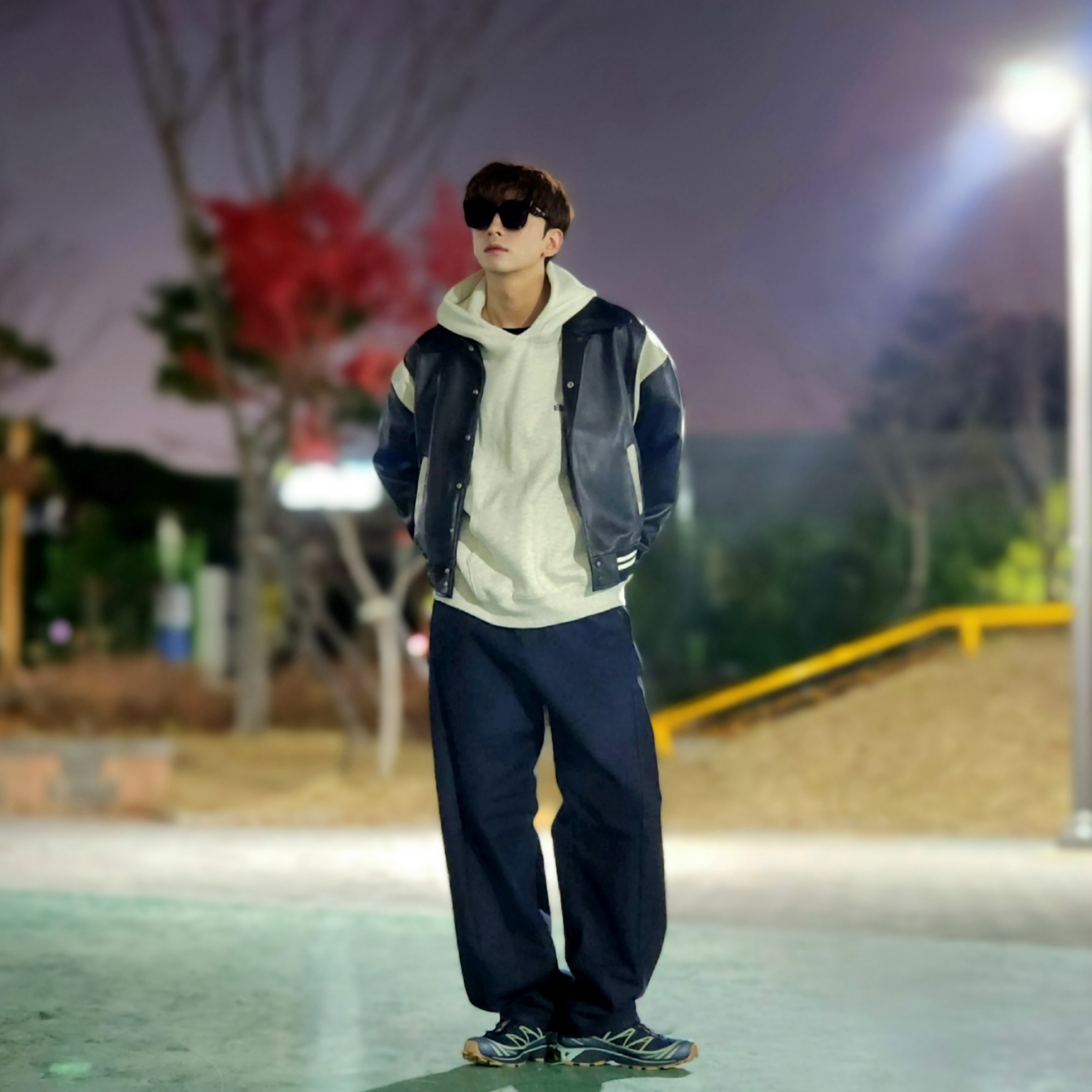 Essentials The Core Collection Hoodie Light Oatmeal, Salomon XT-6 GTX Carbon Bering Sea 착용 스타일 - 7