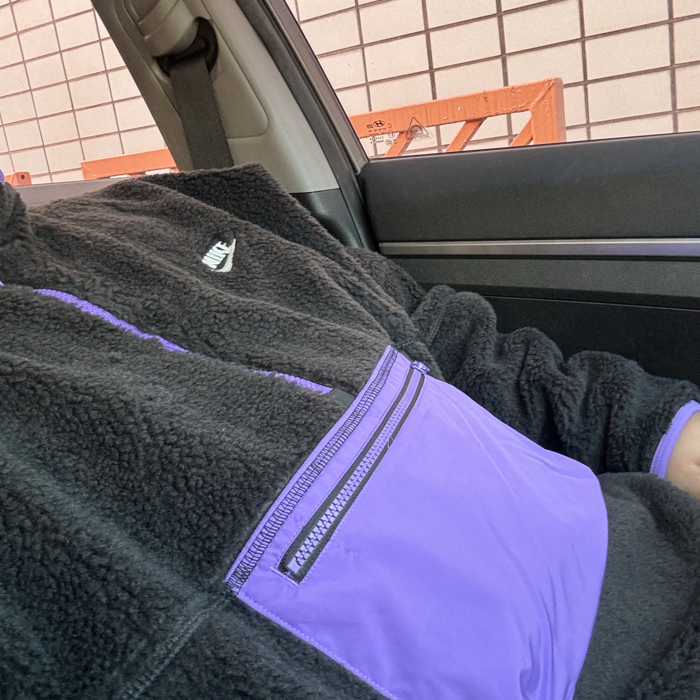 Nike Club Fleece+ Half Zip Anorak Black Action Grape - Asia 착용 스타일
