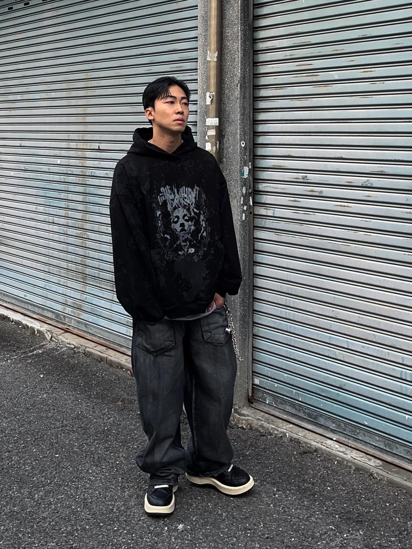 Converse x Drkshdw Turbowpn Black Cream 착용 스타일