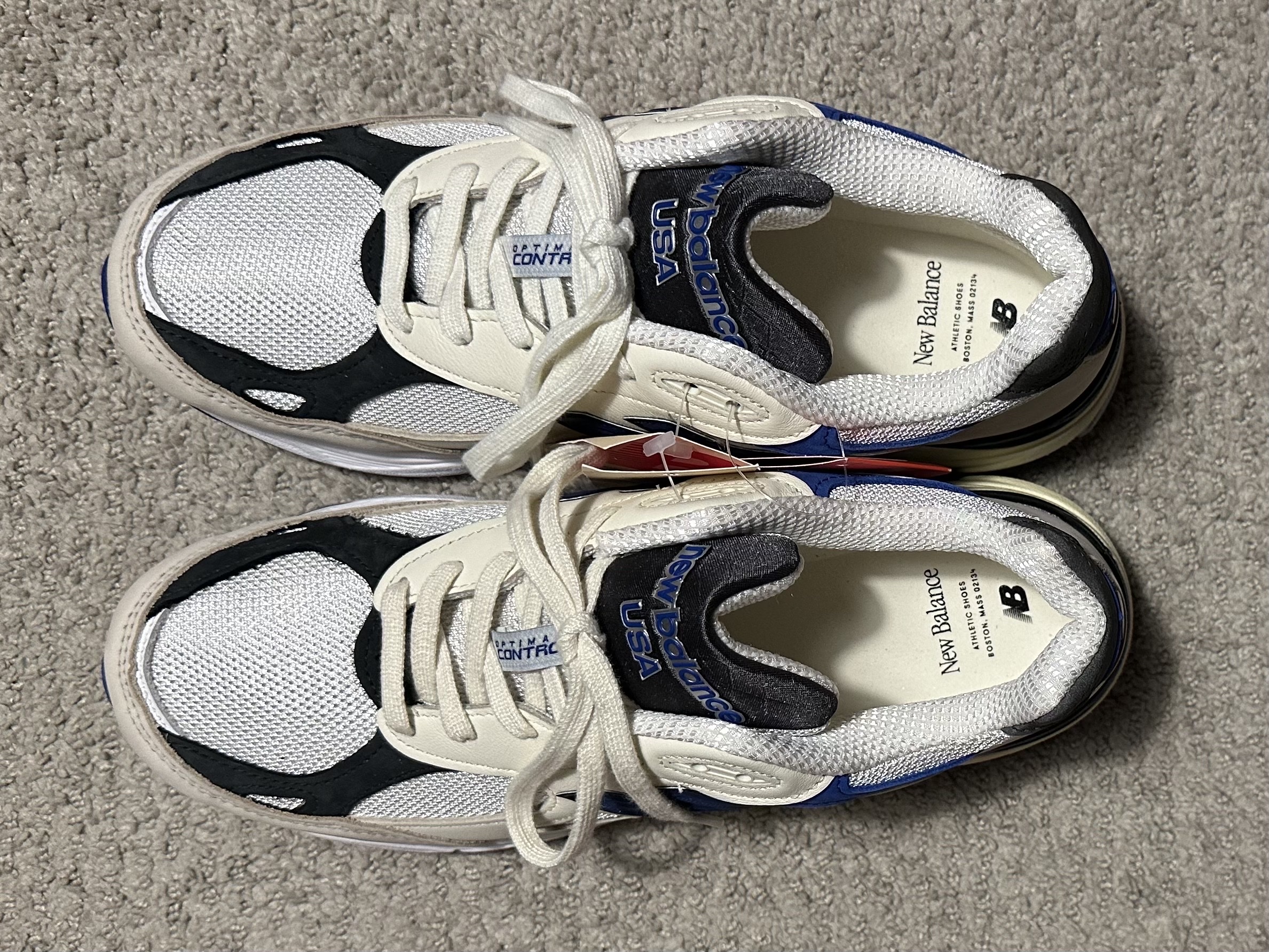 New Balance 990v3 Made in USA White Blue 착용 스타일 - 6