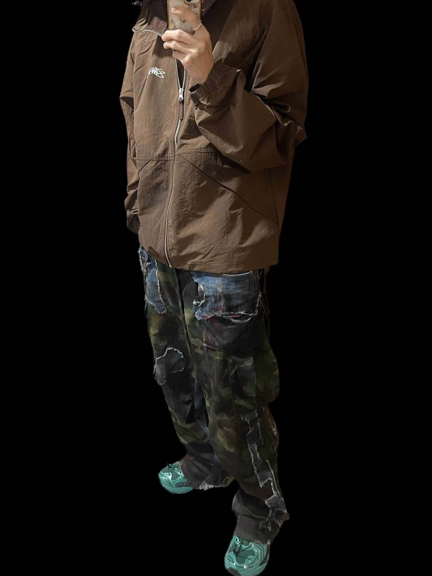 Asics x Unaffected Gel-Kayano 14 Uranus Green, Stussy Wave Dye Beach Shell Jacket Coffee 착용 스타일 - 2