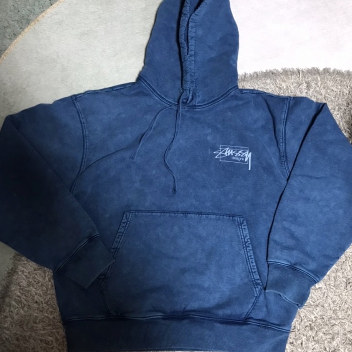 Stussy Dyed Stussy Designs Hoodie Blue 착용 스타일