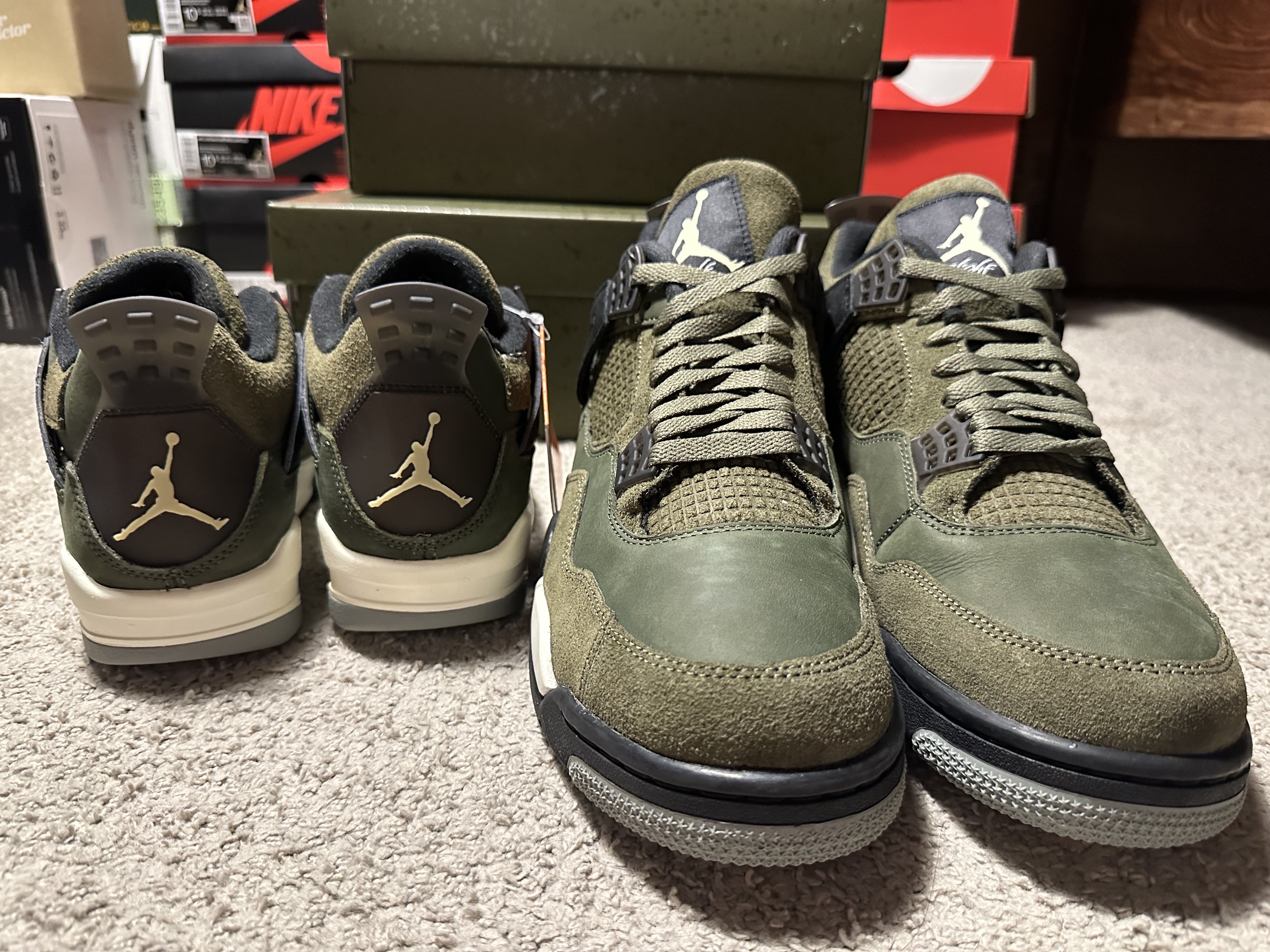 Jordan 4 Retro SE Craft Medium Olive, (GS) Jordan 4 Retro SE Craft Medium Olive 착용 스타일 - 3