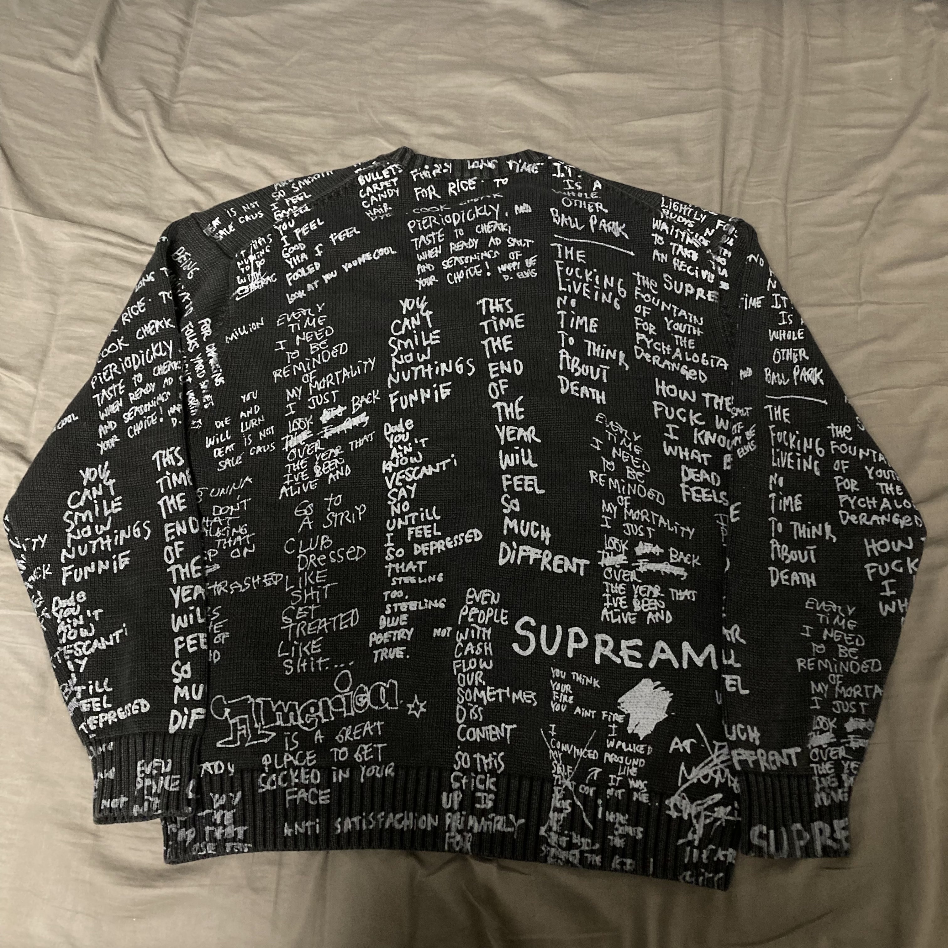 Supreme Gonz Poems Sweater Black - 23SS 착용 스타일