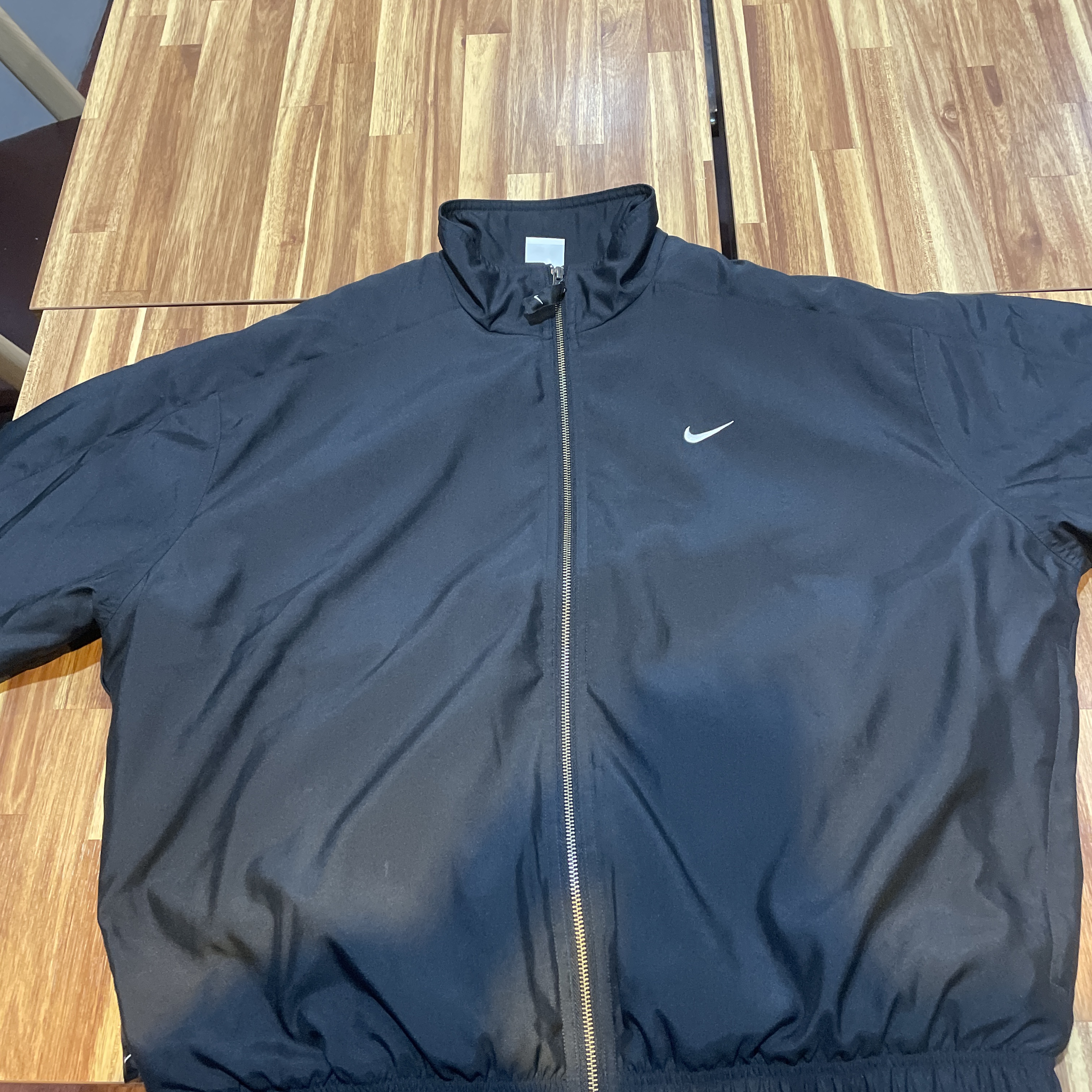 Nike NRG Solo Swoosh Satin Bomber Jacket Black - Asia 착용 스타일